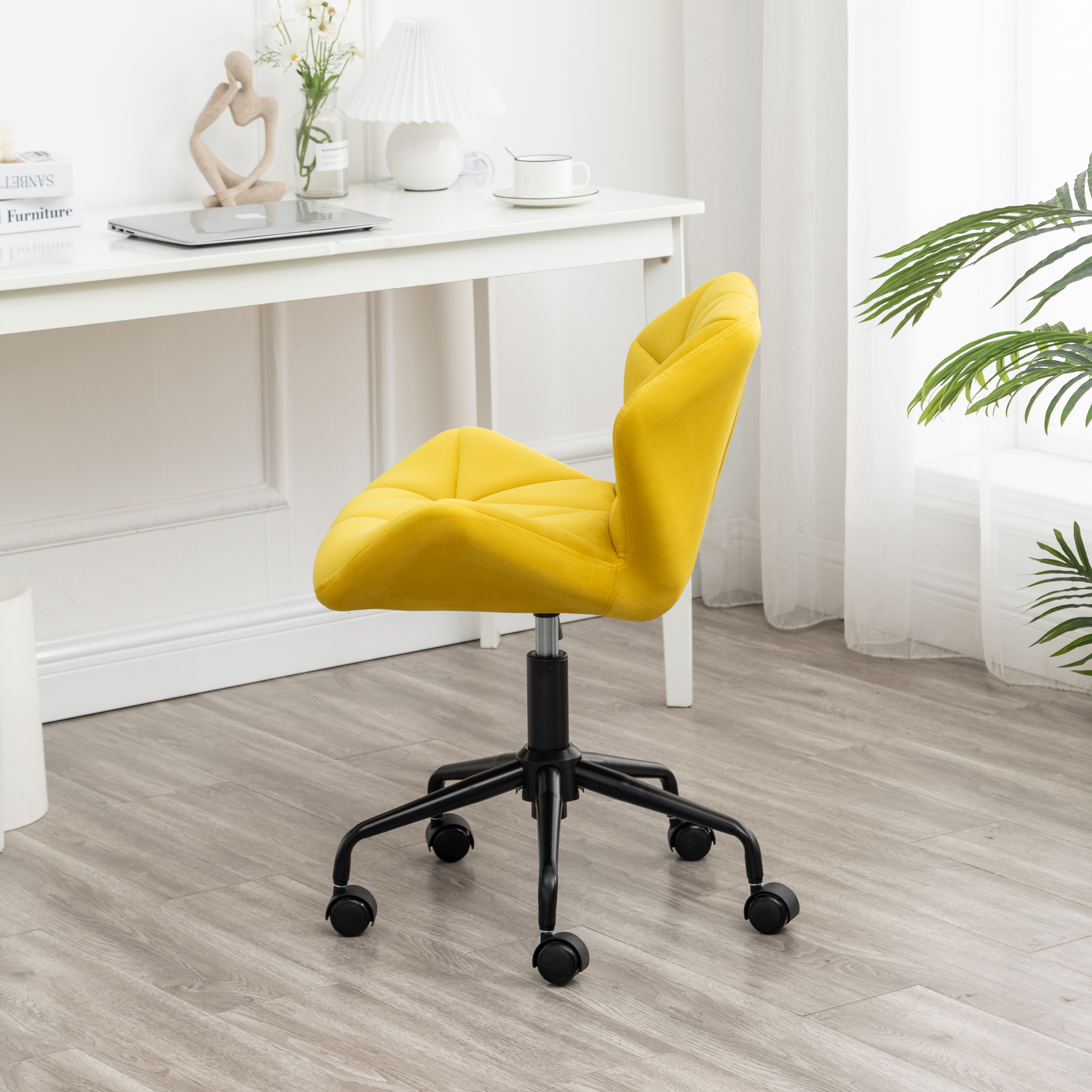 Eldon Diamond Tufted Adjustable Swivel Office Chair, Yellow