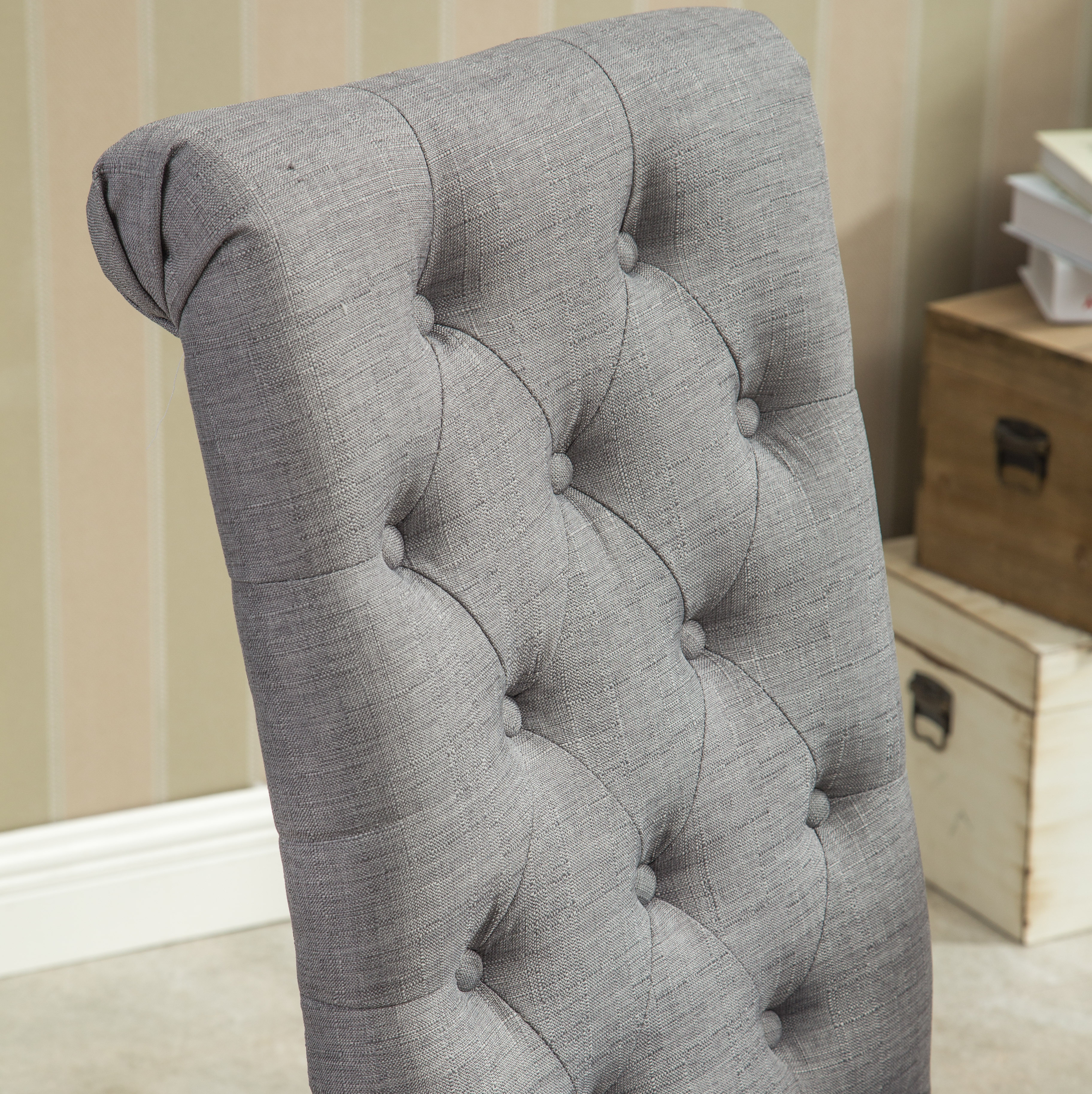 Habit Solid Wood Tufted Parsons Dining Chair, Set of 2, Grey