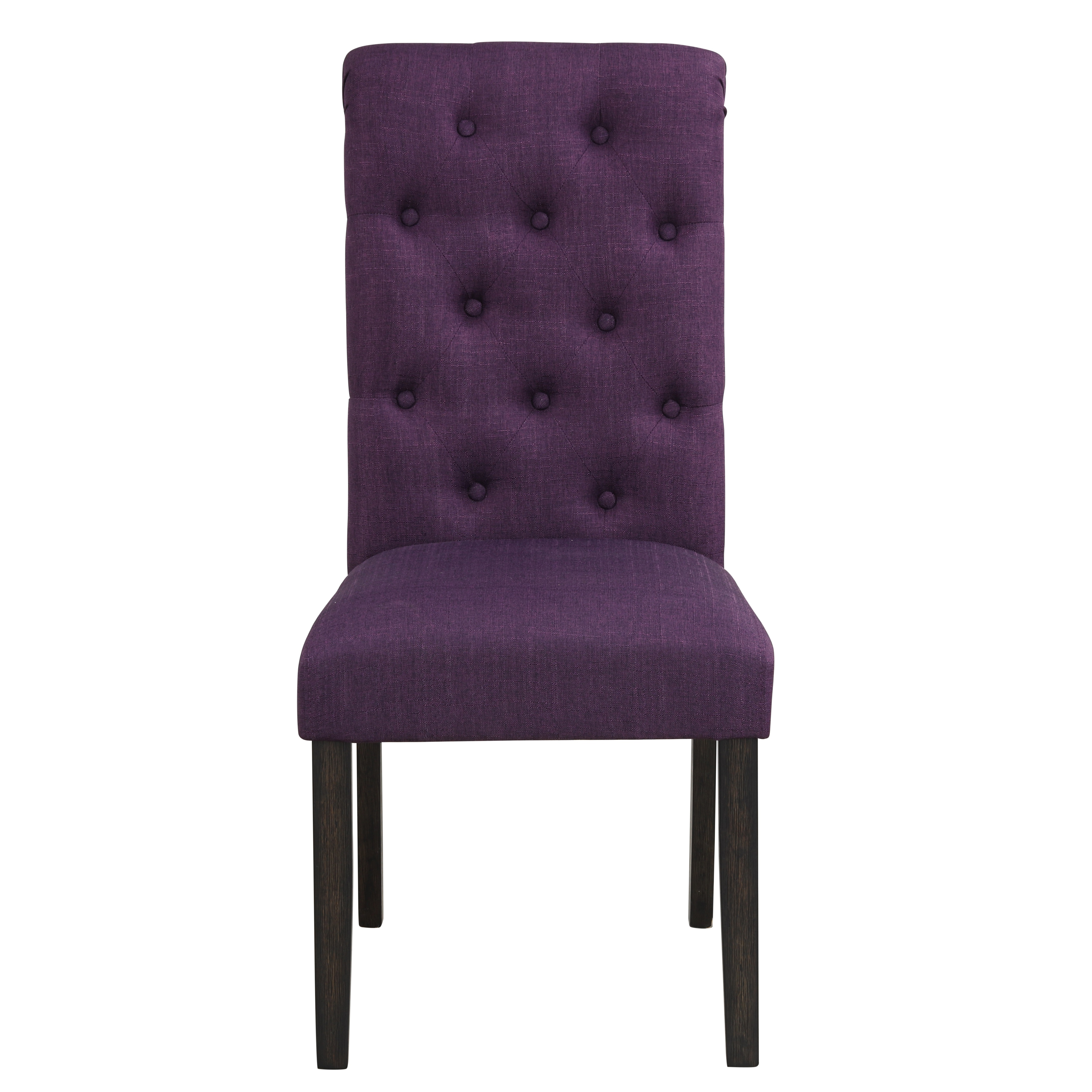 Leviton Solid Wood Tufted Asons Dining Chair, Set of 2, Purple