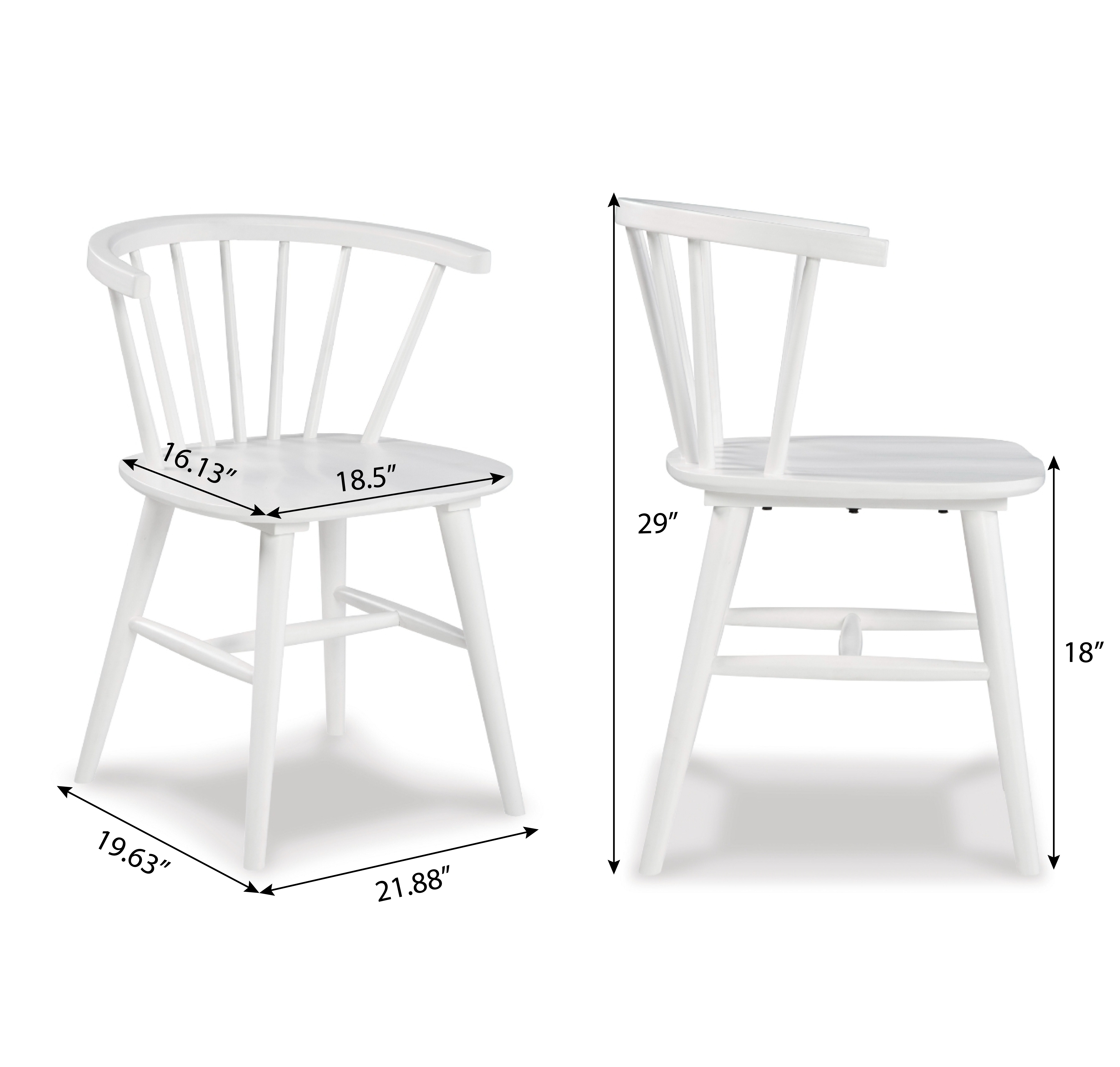 Alwynn Contemporary Wooden Spindle Back Dining Chairs, Windsor Chairs, Set of 2, White