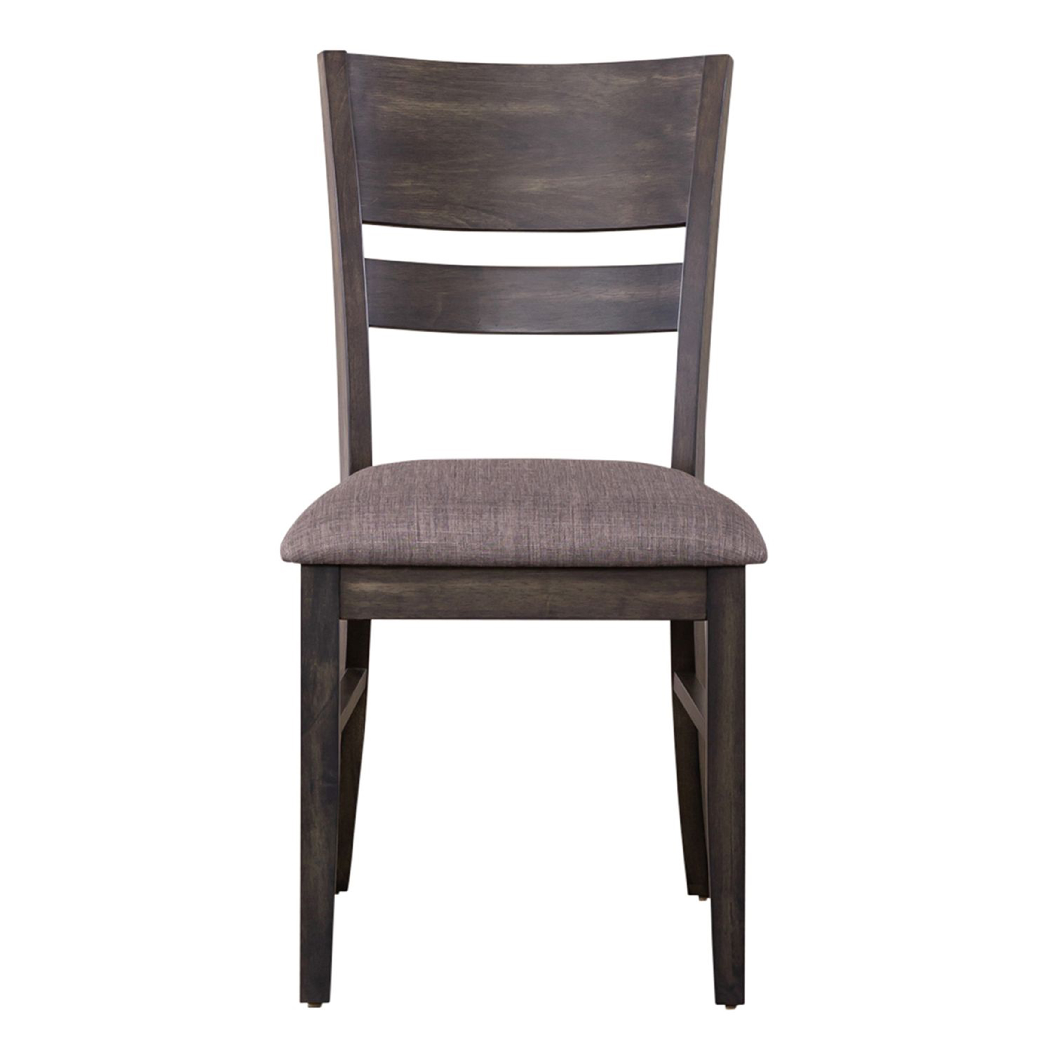 Almeta Solid Wood Slat Back Upholstered Dining Chairs, Set of 2 -Dark Umber Brown Finish