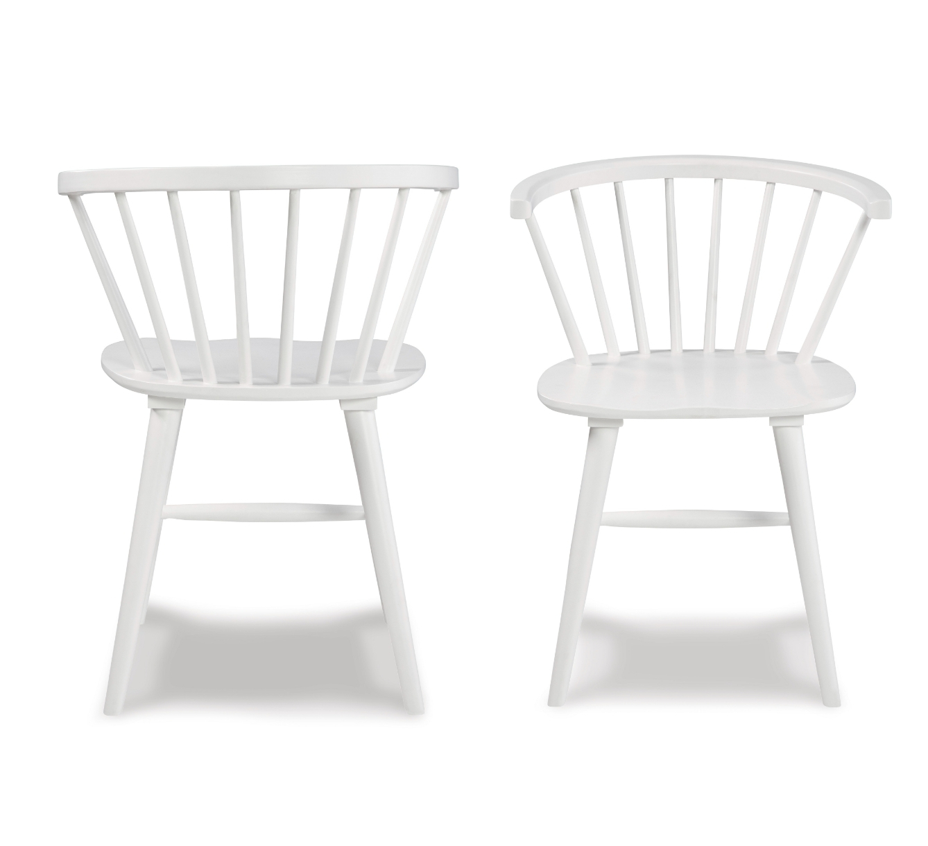 Alwynn Contemporary Wooden Spindle Back Dining Chairs, Windsor Chairs, Set of 2, White