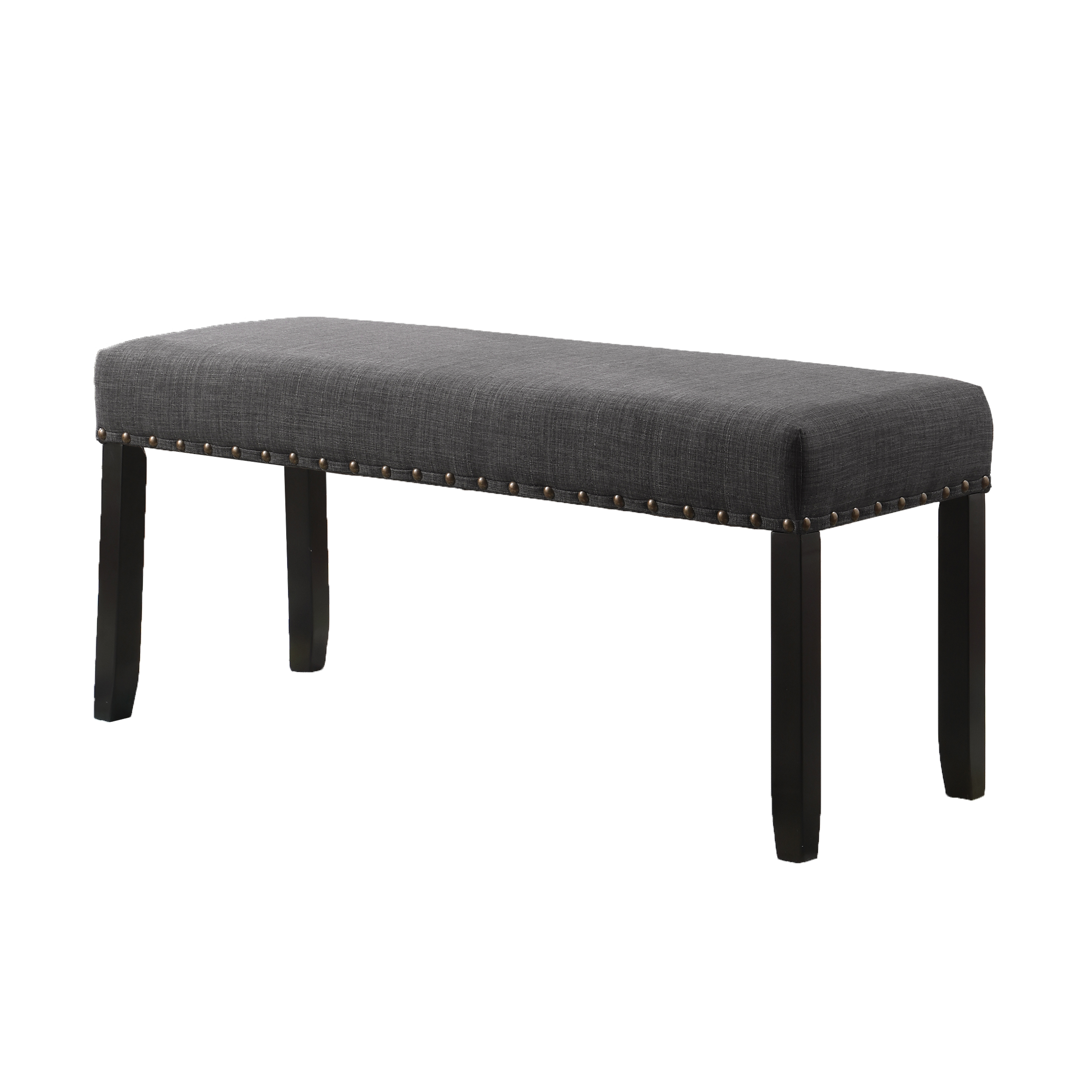 Biony Fabric Dining Bench with Nailhead Trim, Grey