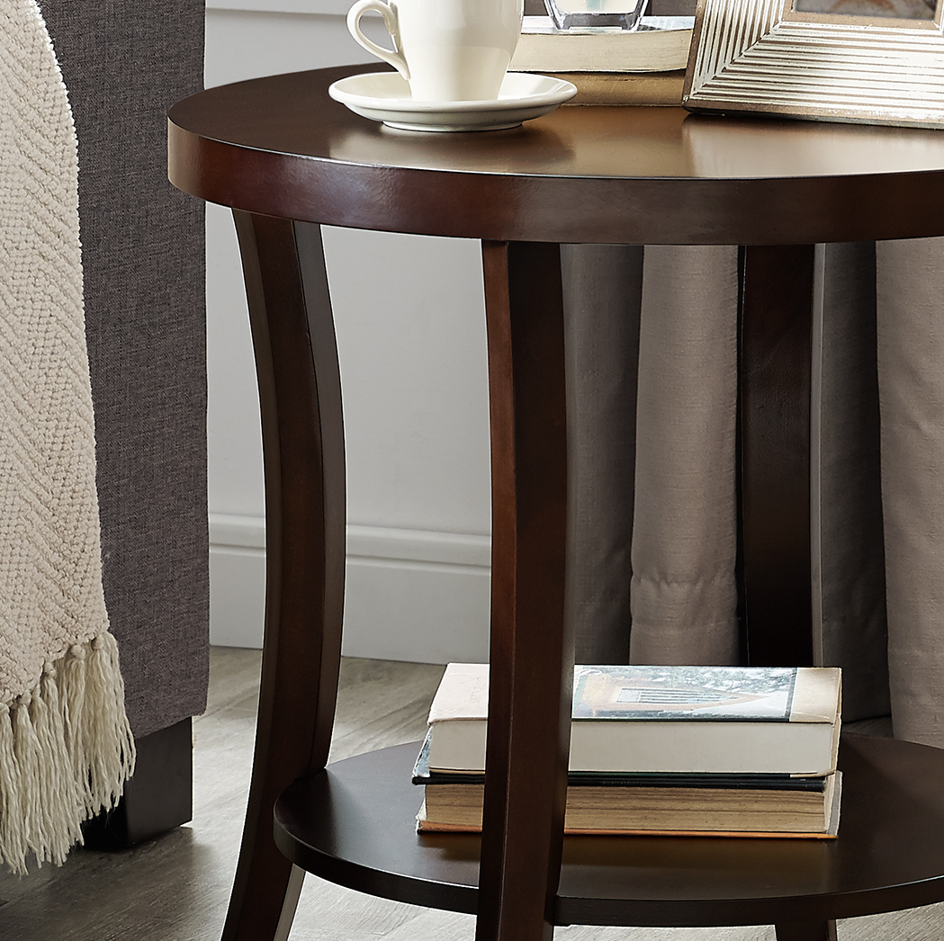 Perth Contemporary Oval Shelf End Table, Espresso