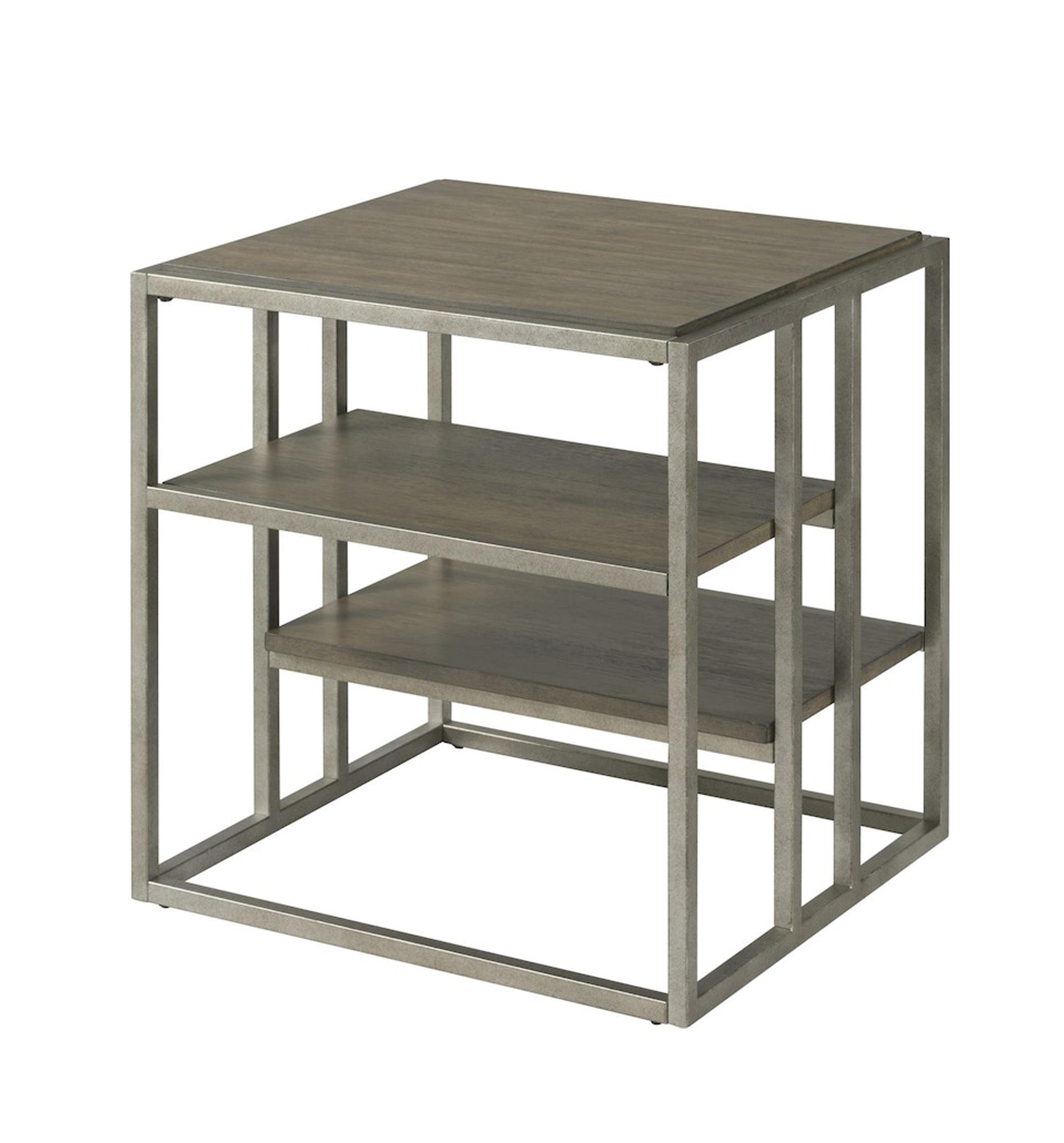 Padena Metal Frame Wood Living Room End Table with Shelf