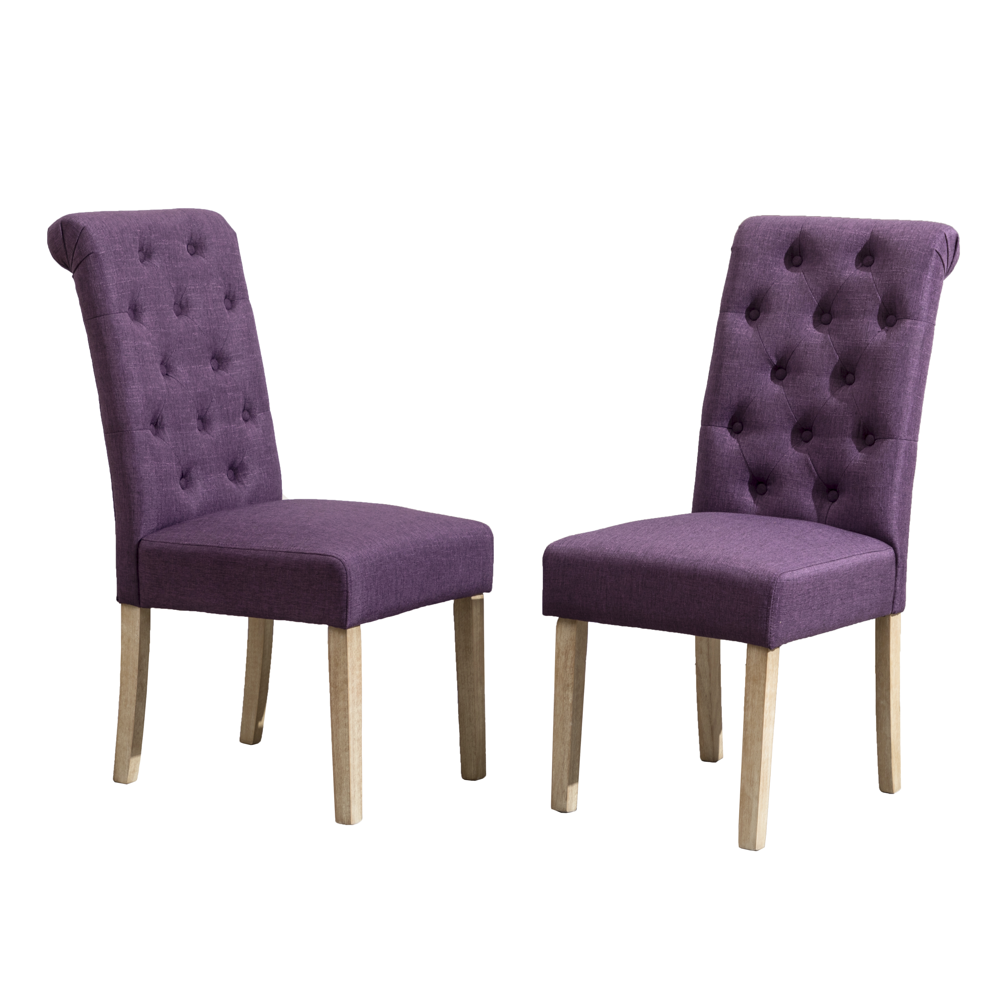 Habit Solid Wood Tufted Parsons Dining Chair, Set of 2, Purple