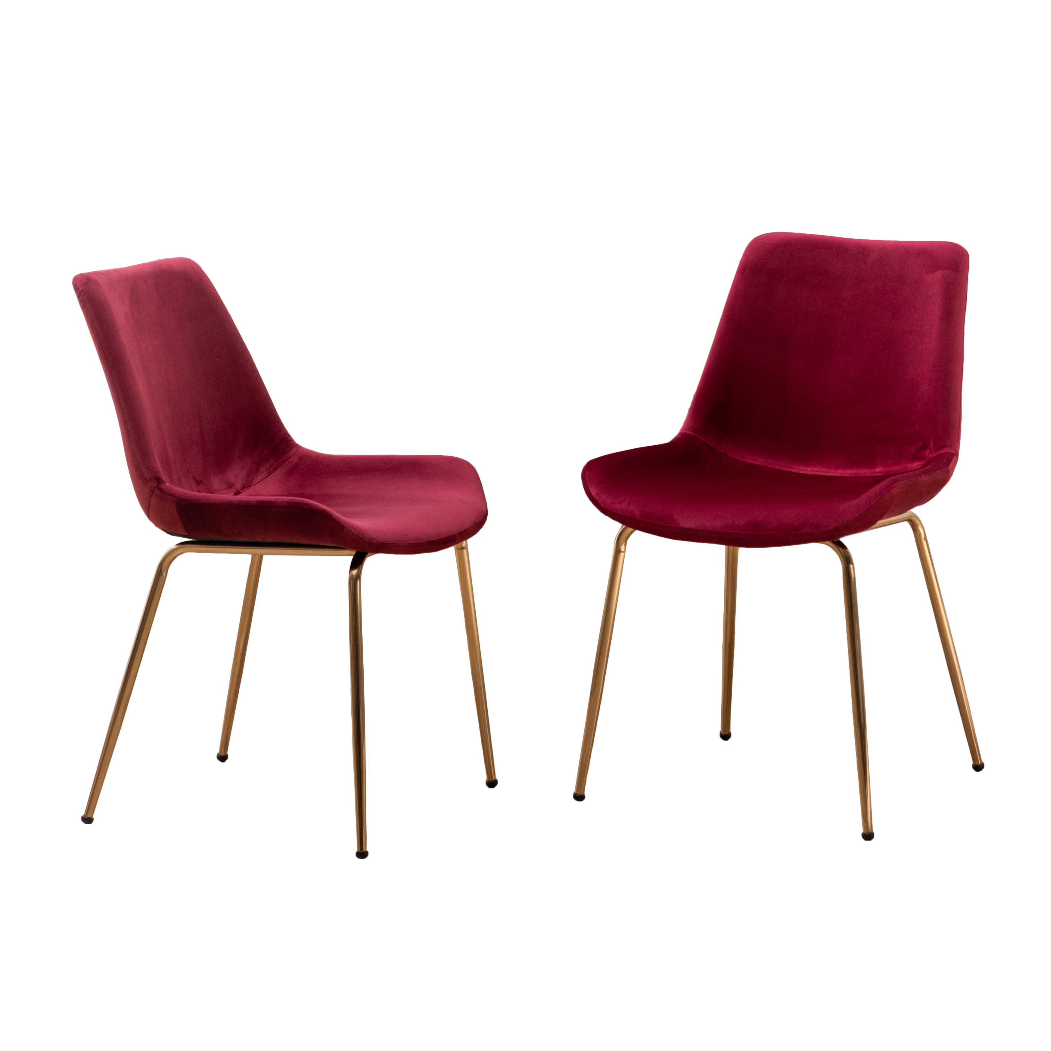 Aufurr Modern Velvet Dining Chair, Set of 2, Red