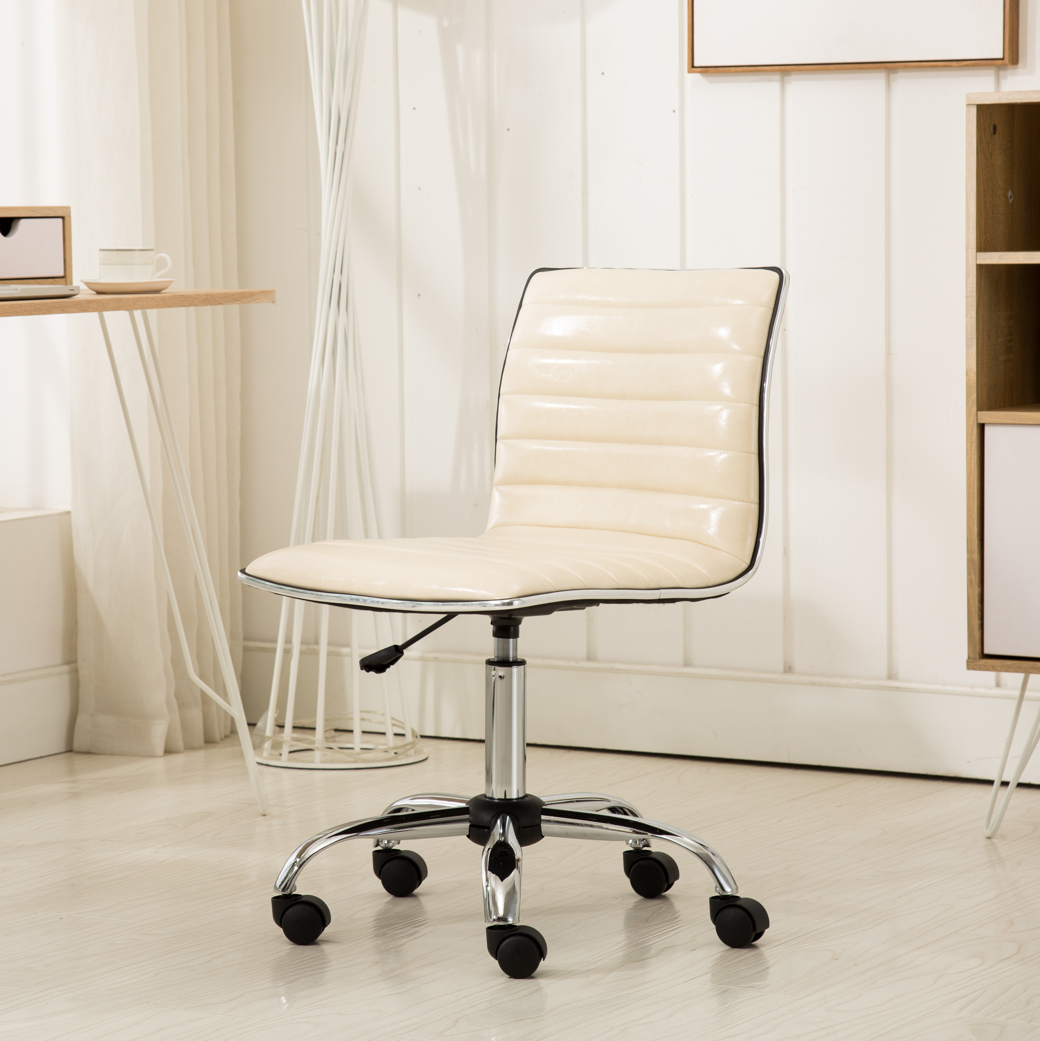 Fremo Chromel Adjustable Air Lift Office Chair, Beige