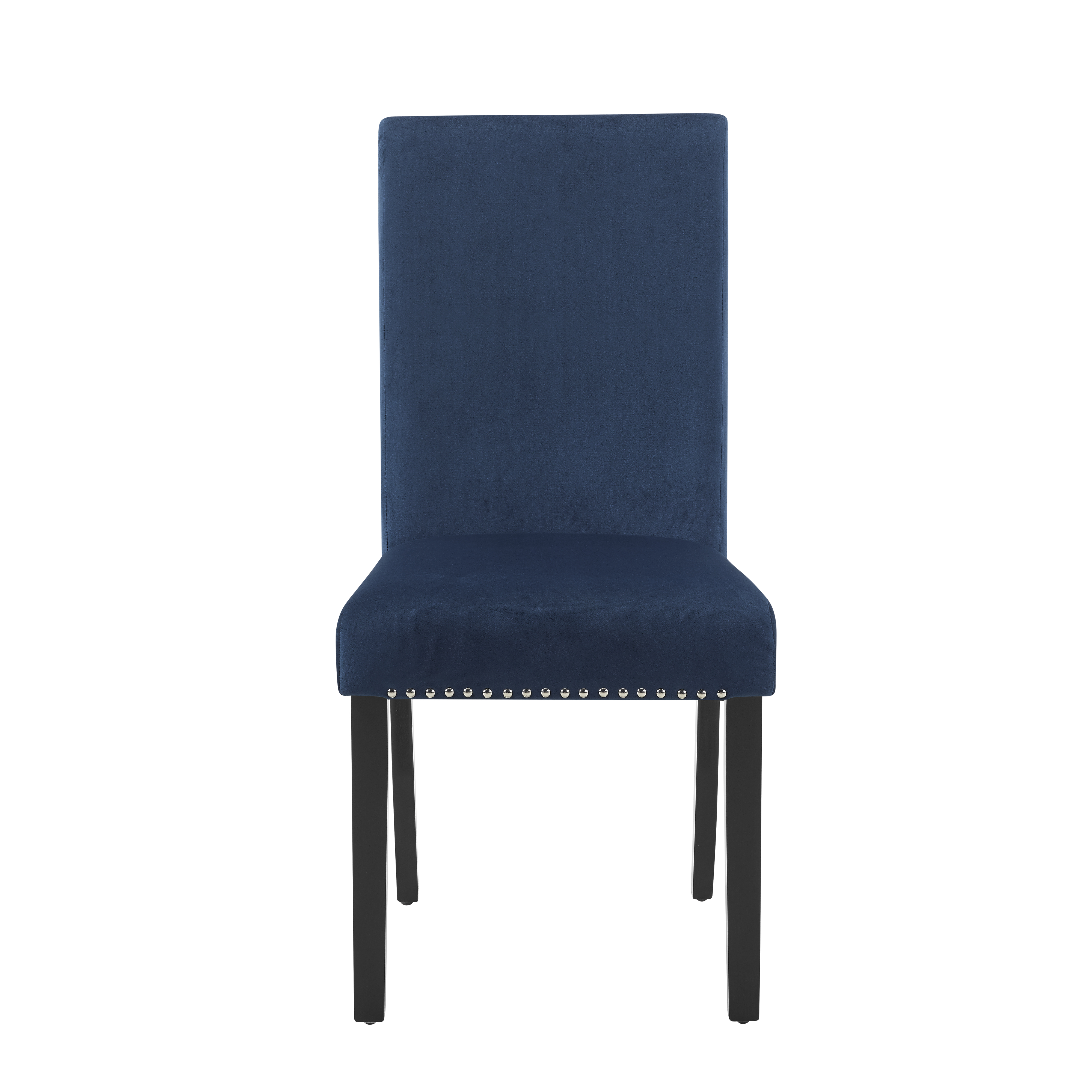 Cobre Contemporary Velvet Dining Chair with Nailhead Trim, Set of 2, Blue