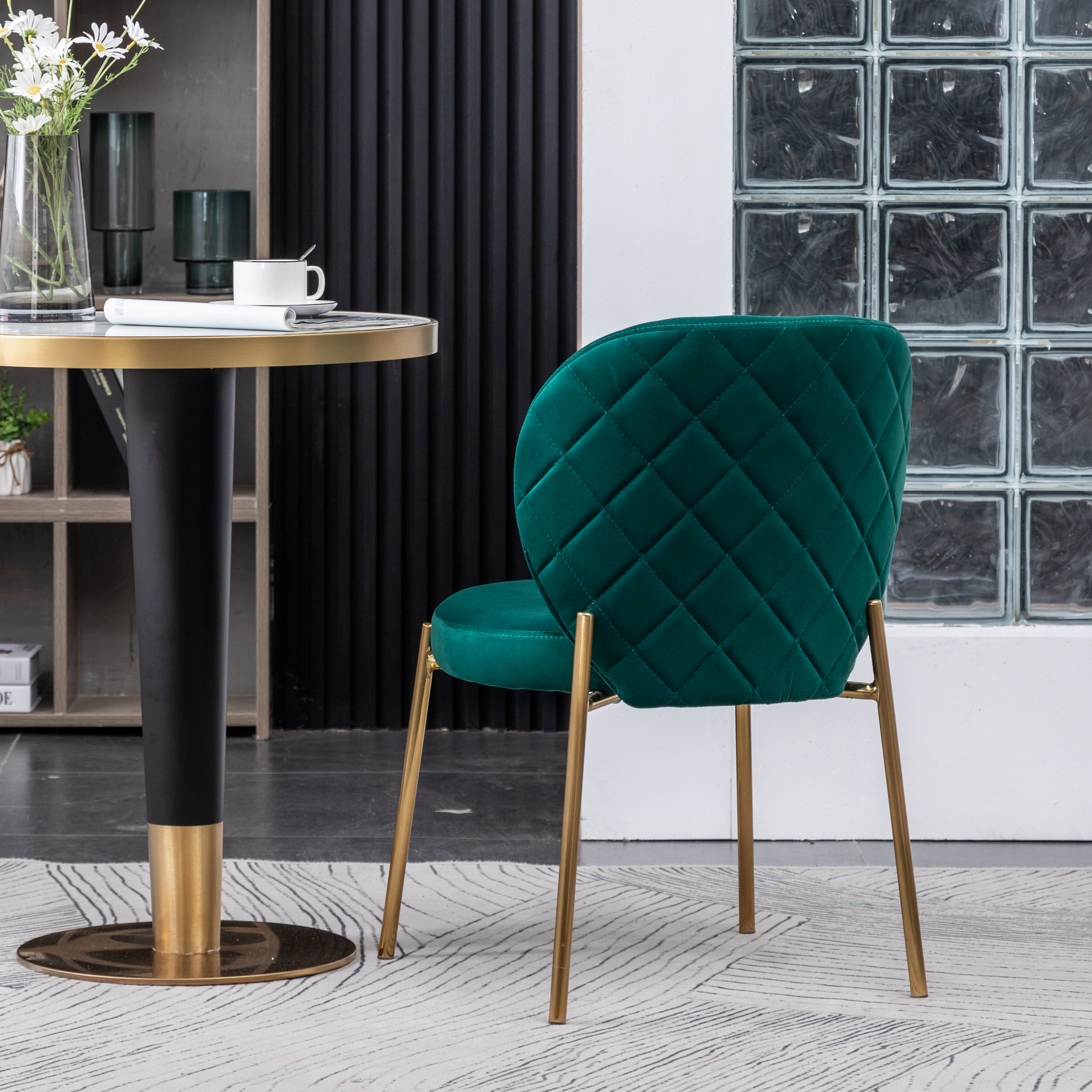 Amoa Contemporary Velvet Upholstery Dining Chair, Green