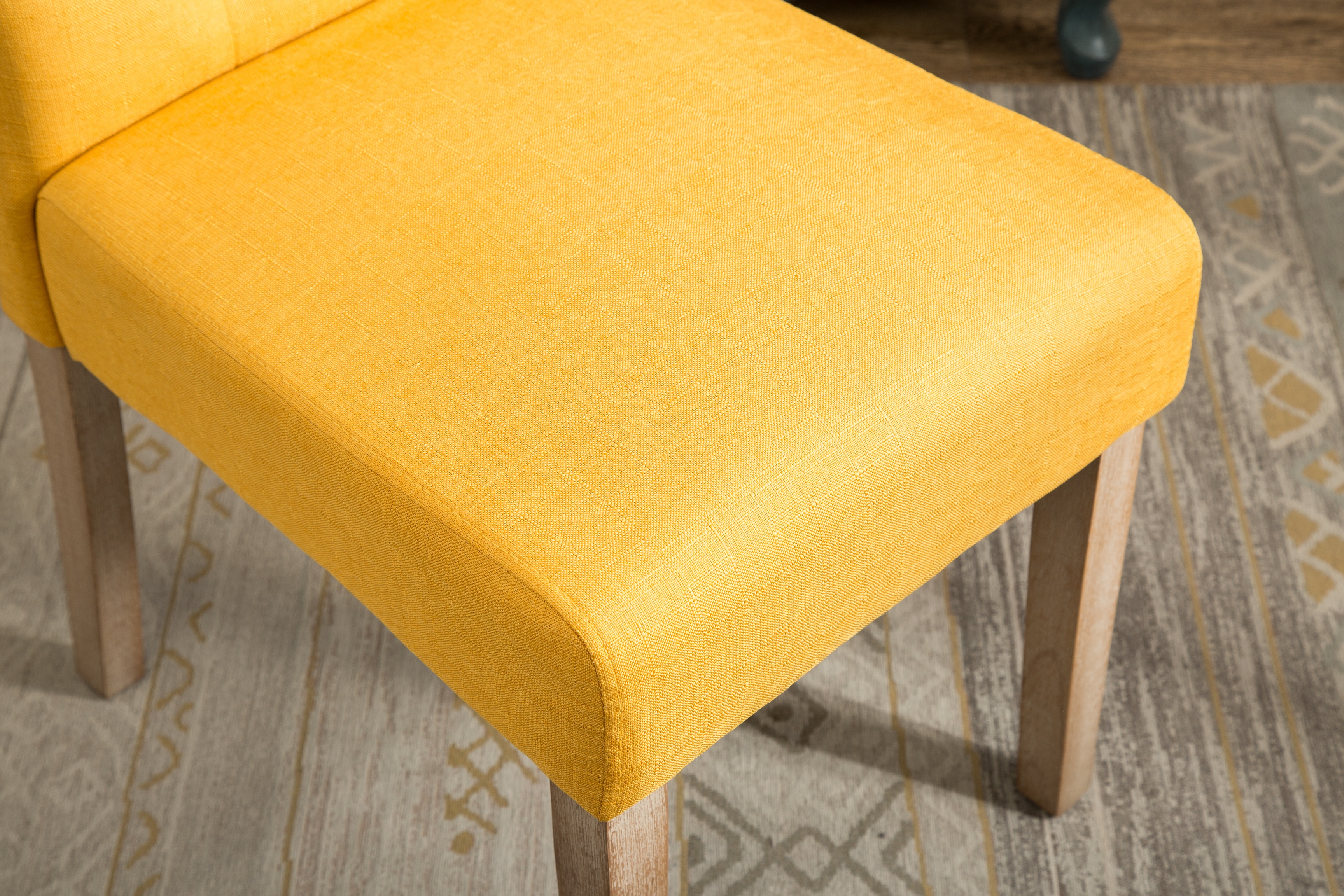 Habit Solid Wood Tufted Parsons Dining Chair, Set of 2, Yellow