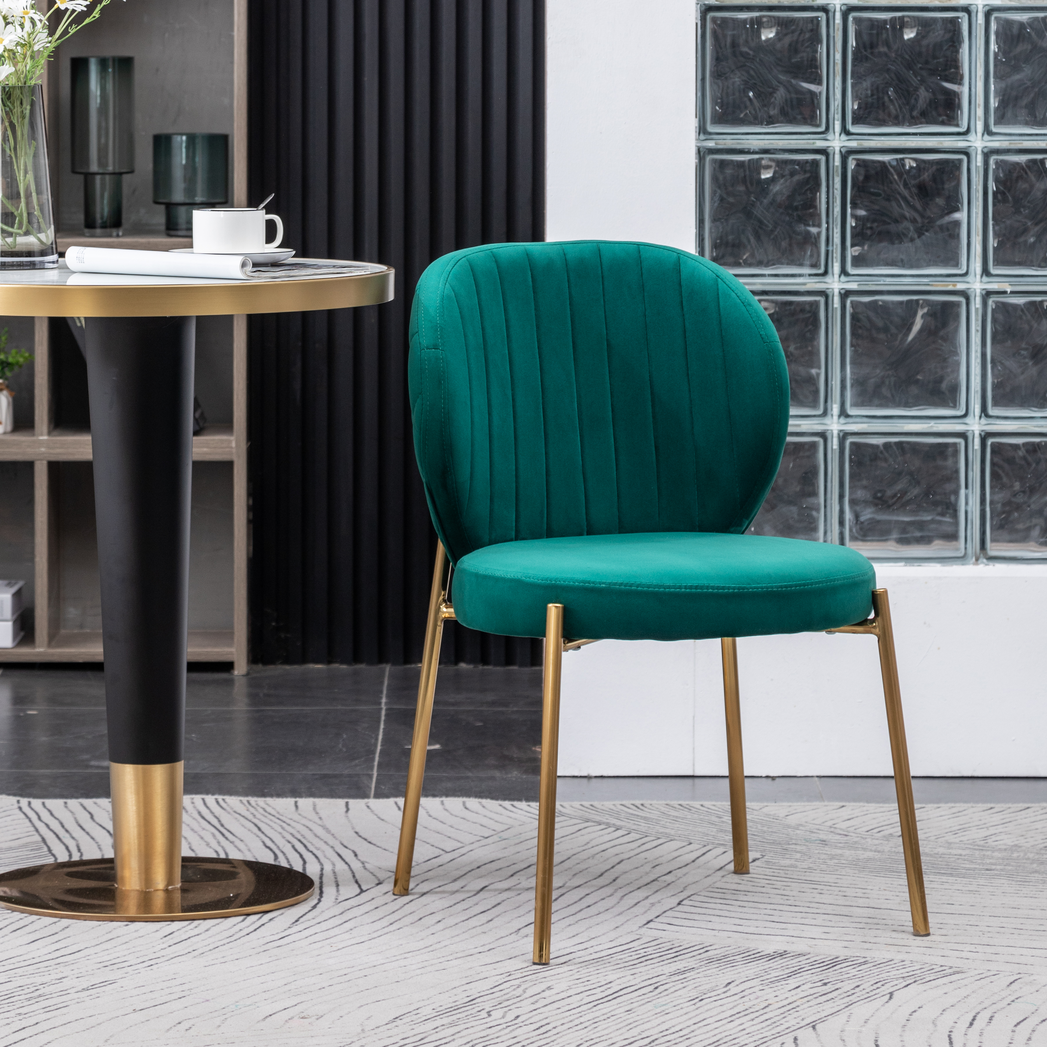 Amoa Contemporary Velvet Upholstery Dining Chair, Green