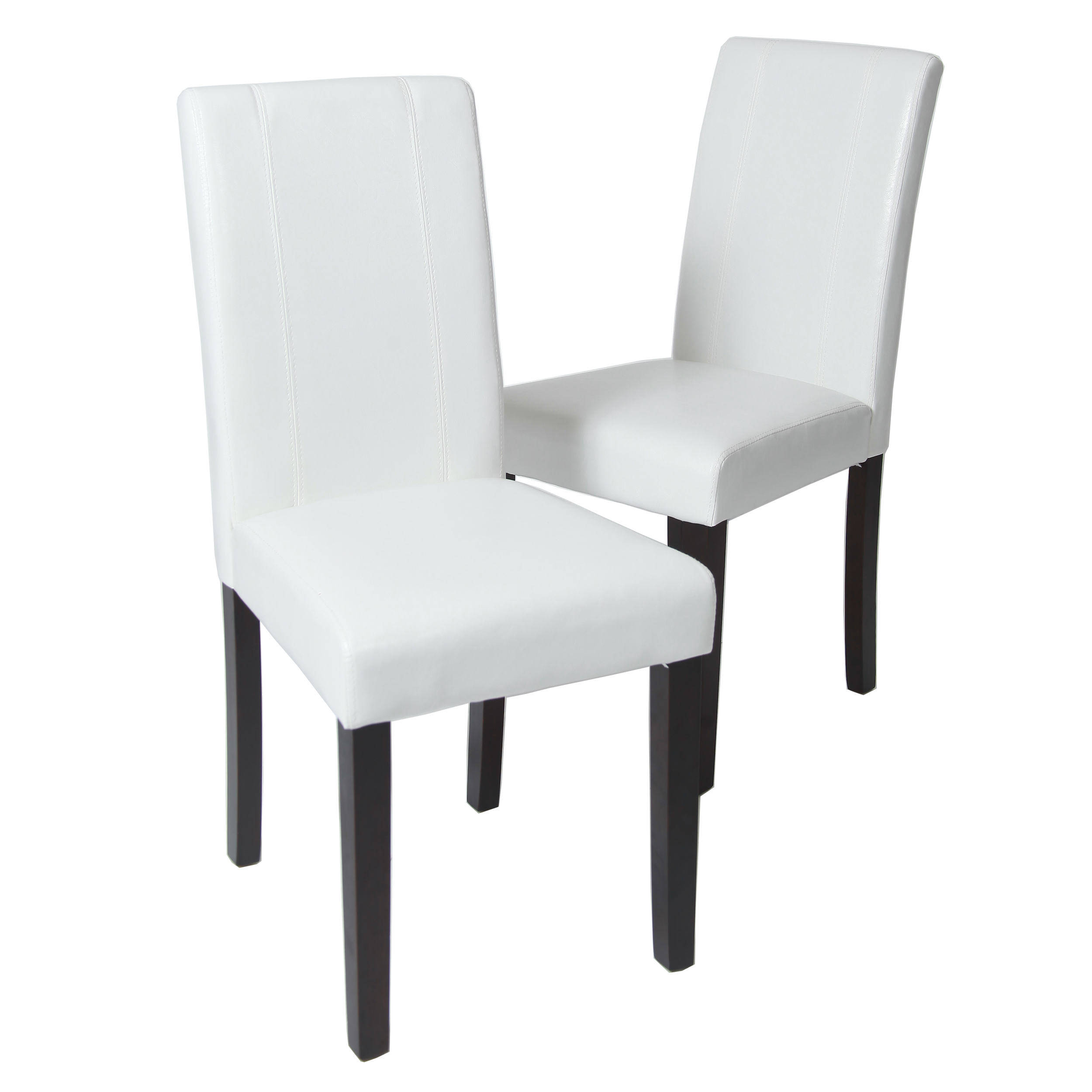 Urban Style Solid Wood Leatherette Padded Parson Chair, White, Set of 2