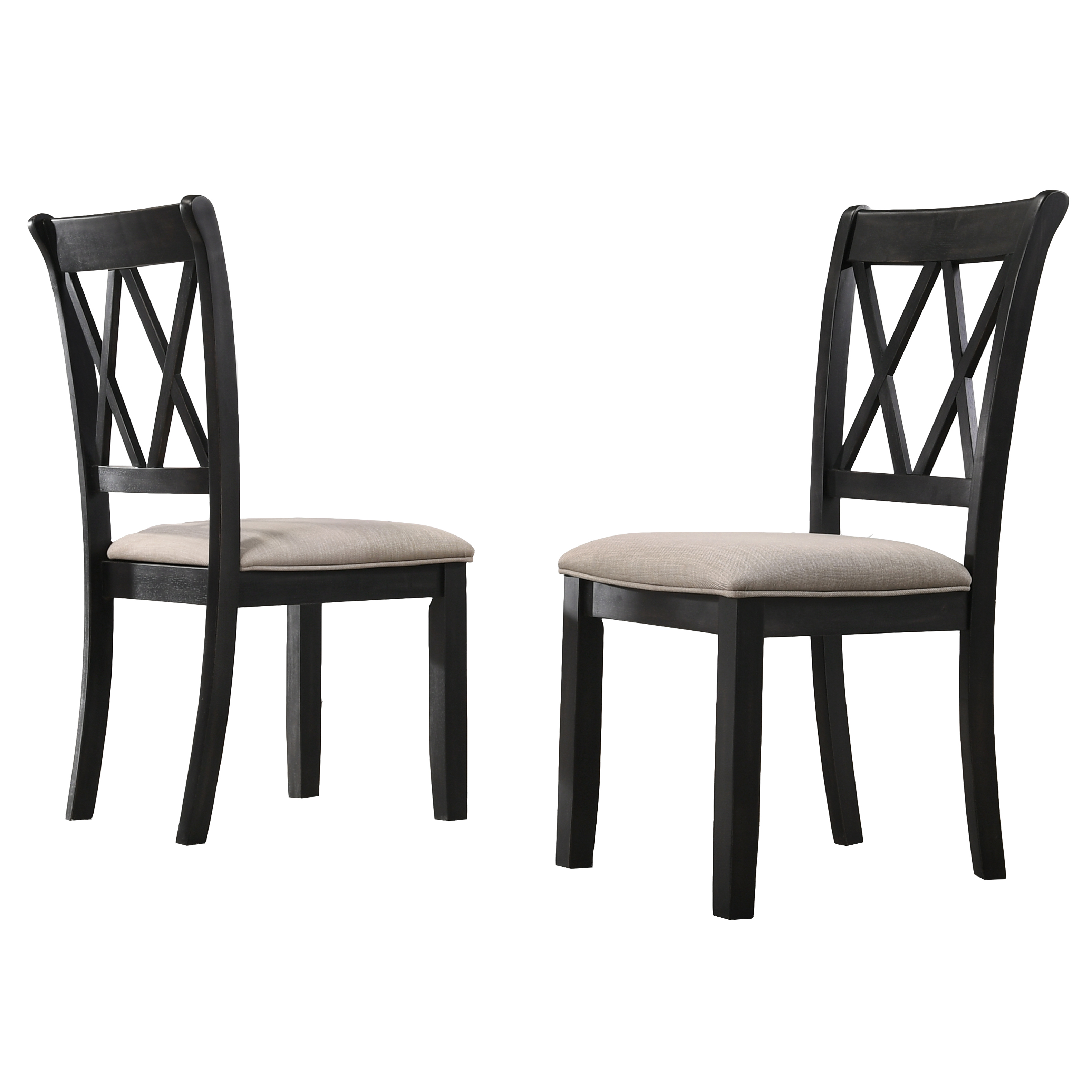 Windvale Fabric Upholstered Dining Chair in Black, Set of 2