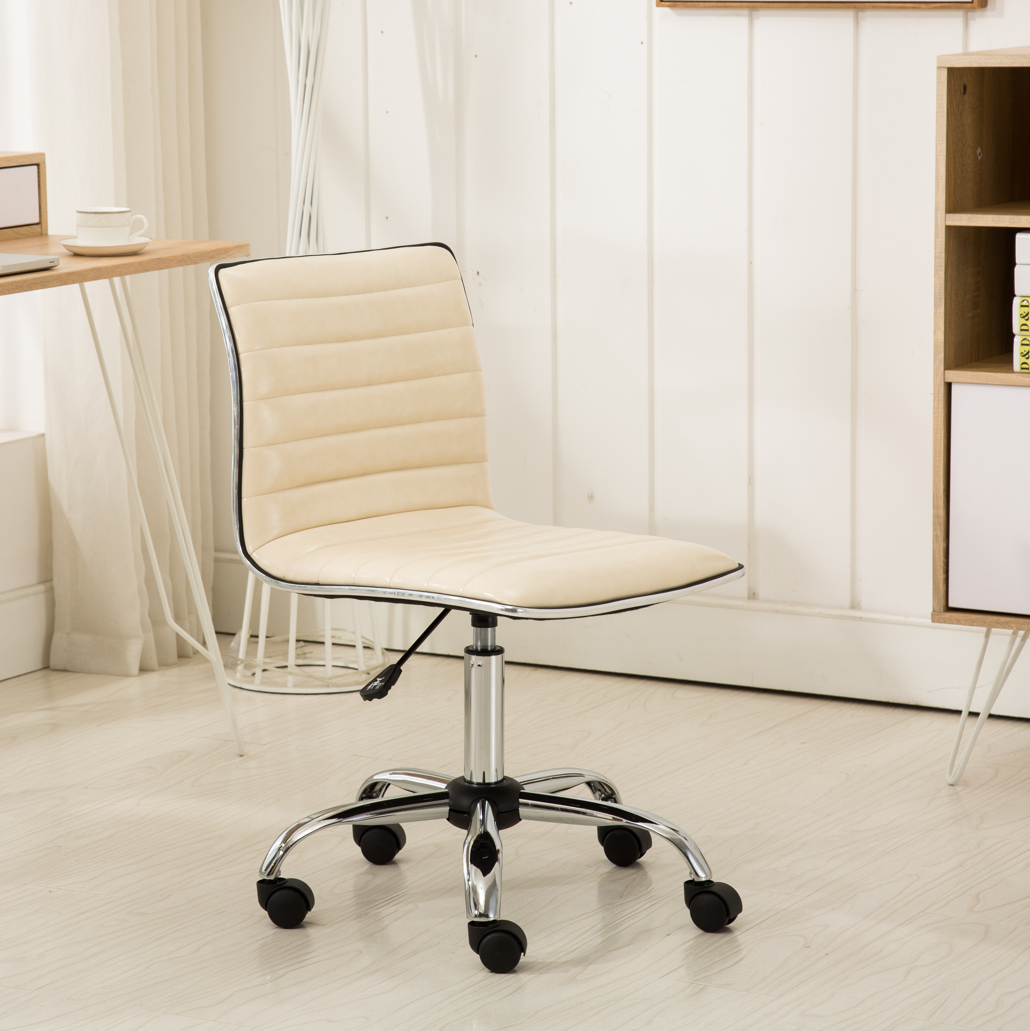 Fremo Chromel Adjustable Air Lift Office Chair, Beige