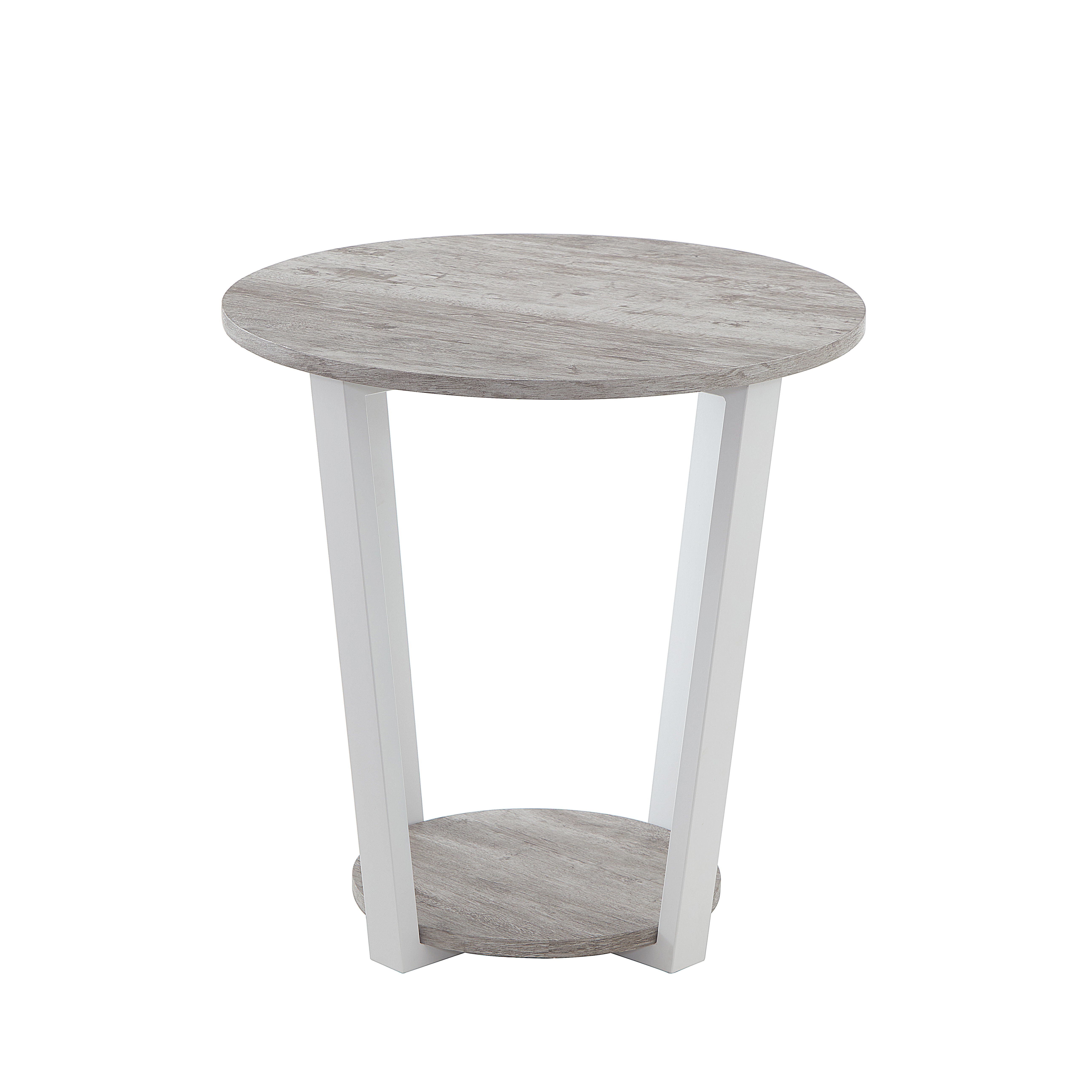 Elysian Contemporary Round End Table with Shelf, Gray