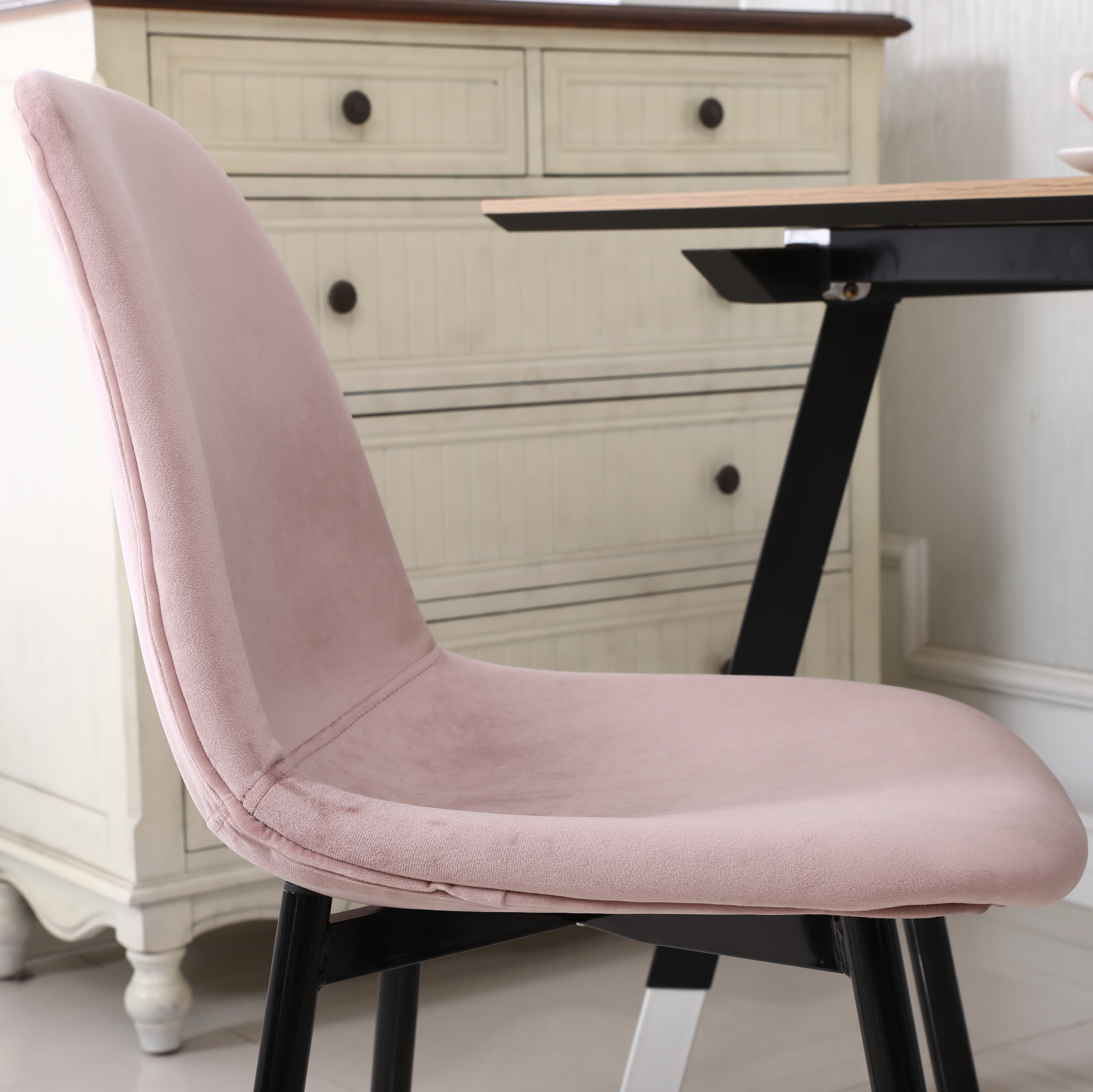 Lassan Contemporary Fabric Dining Chairs, Set of 4, Pink