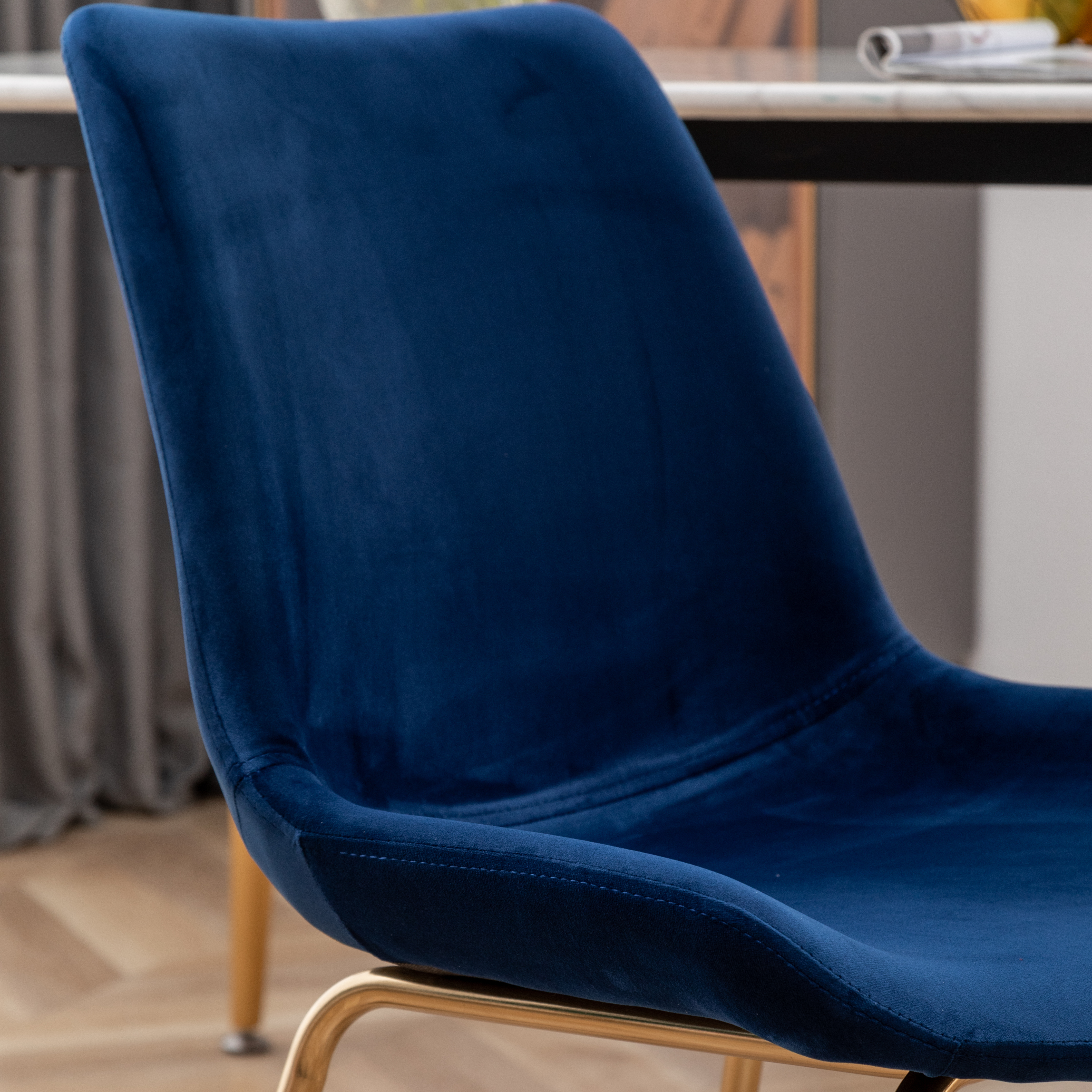 Aufurr Modern Velvet Dining Chair, Set of 2, Blue