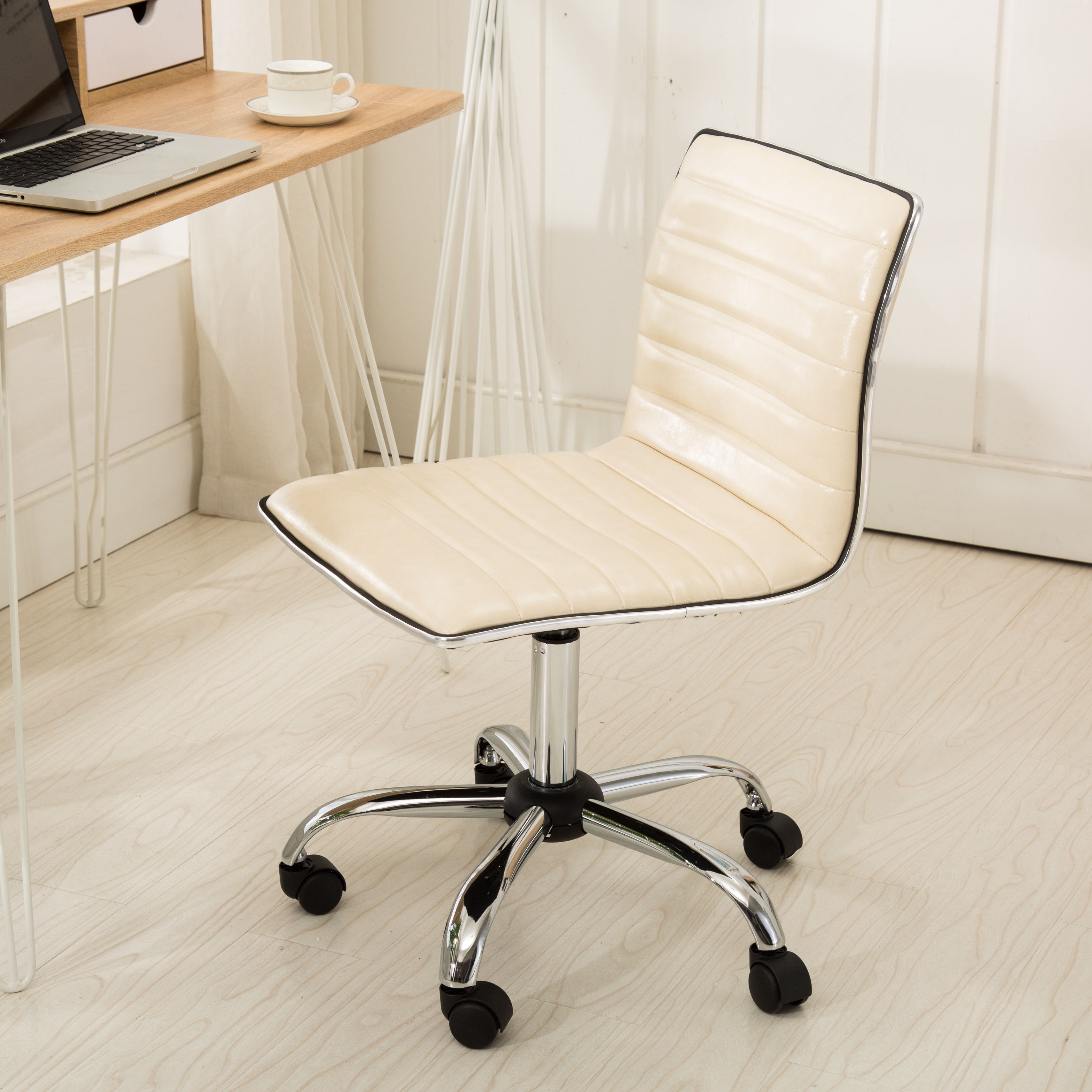 Fremo Chromel Adjustable Air Lift Office Chair, Beige