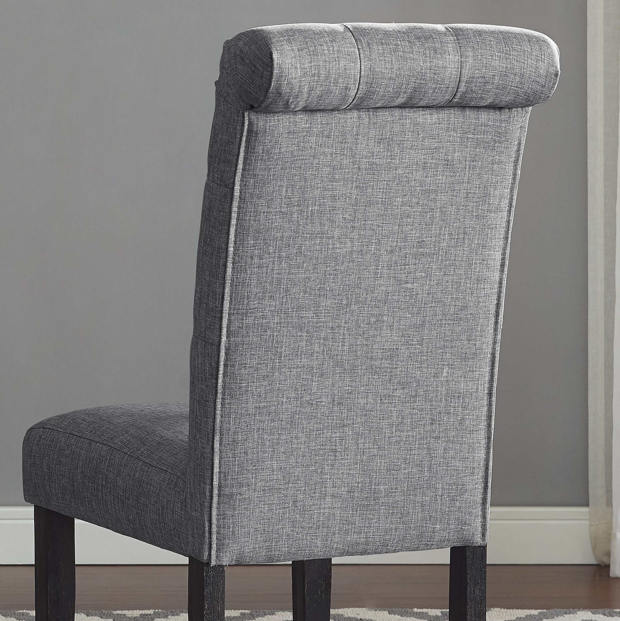 Leviton Solid Wood Tufted Asons Dining Chair, Set of 2, Grey