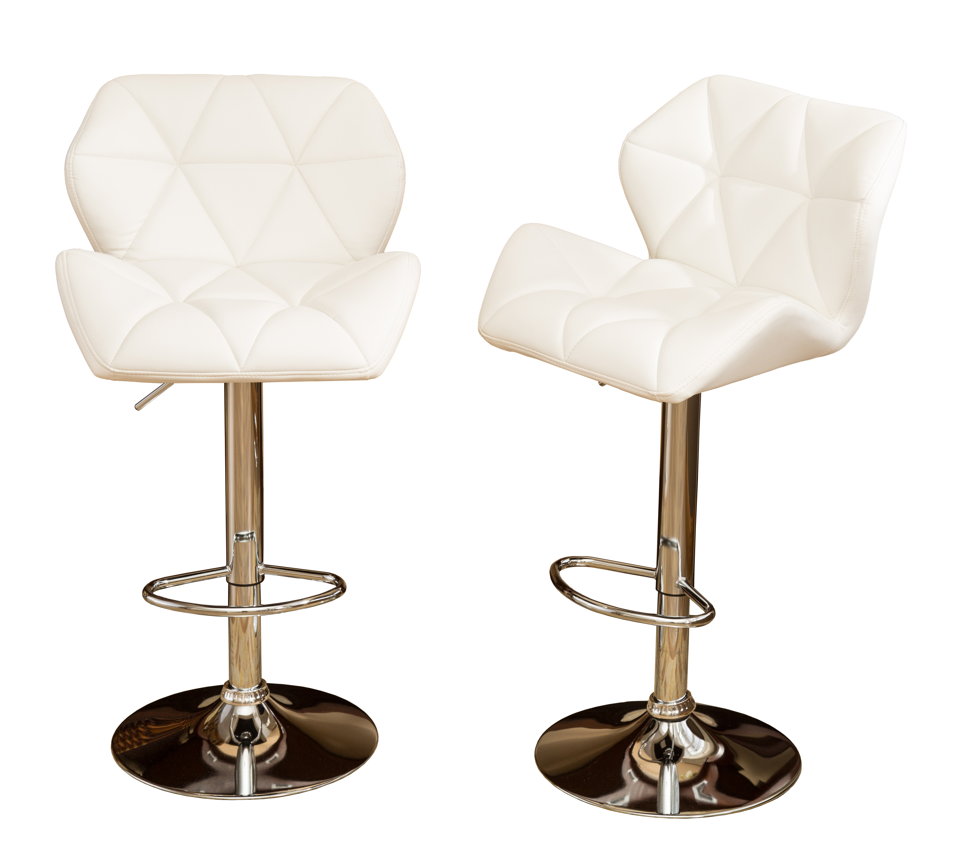 Glasgow Contemporary Tufted Adjustable Height Hidraulic Bar Stools, Set of 2, White