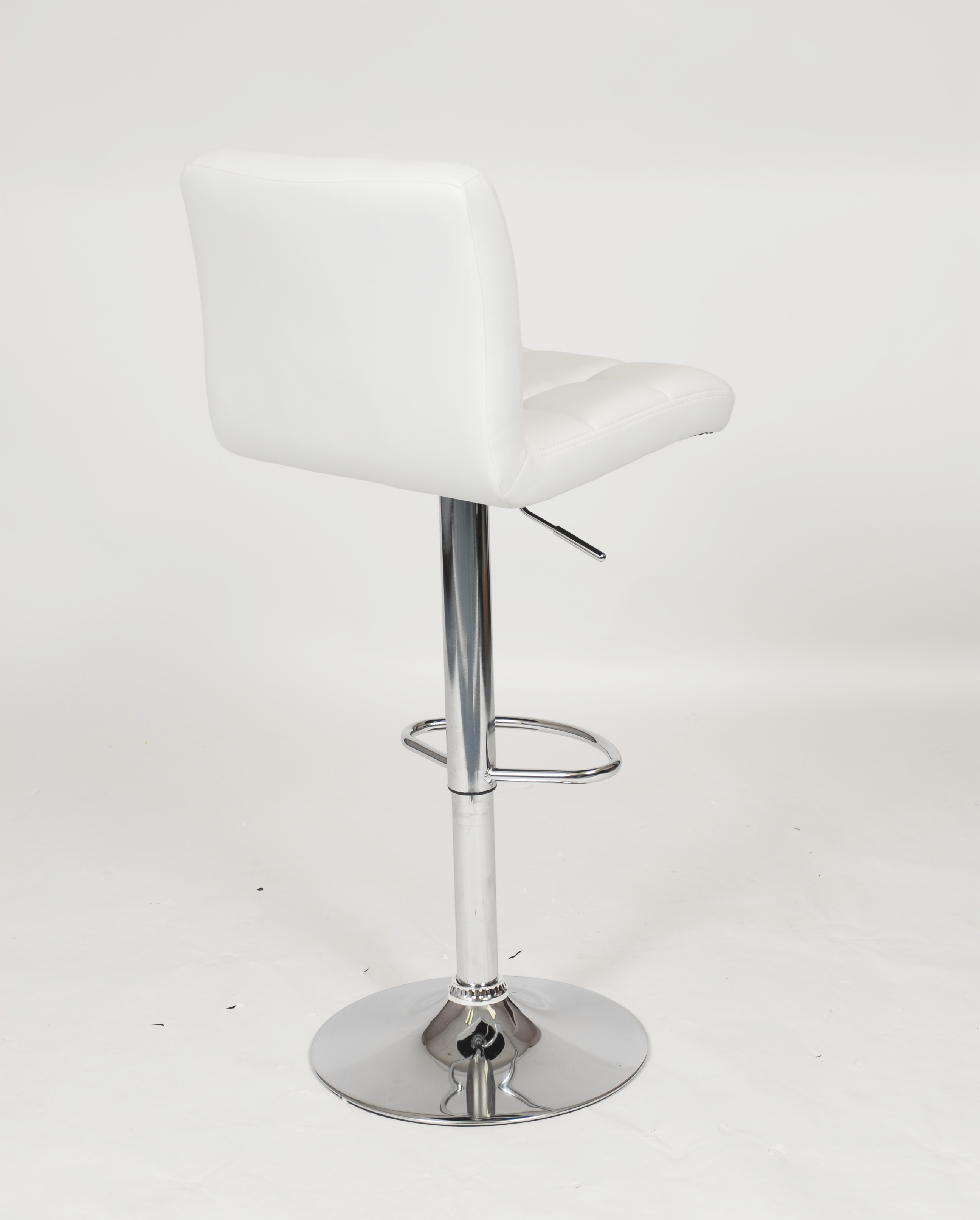 Swivel Faux Leather Adjustable Hydraulic Bar Stool, Set of 2, White