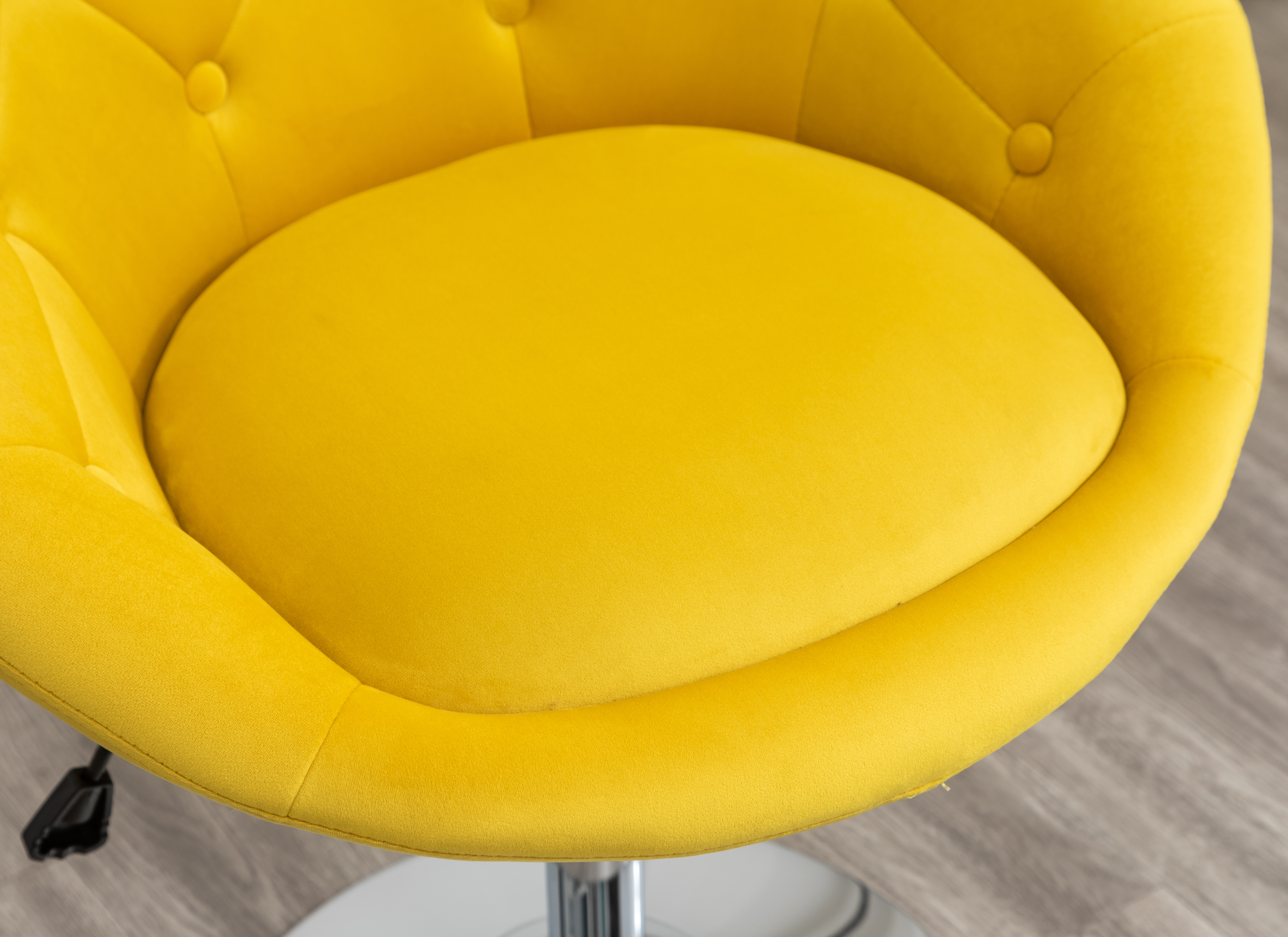 Noas Velvet Upholstered Tufted Back Swivel Accent Chair, Yellow