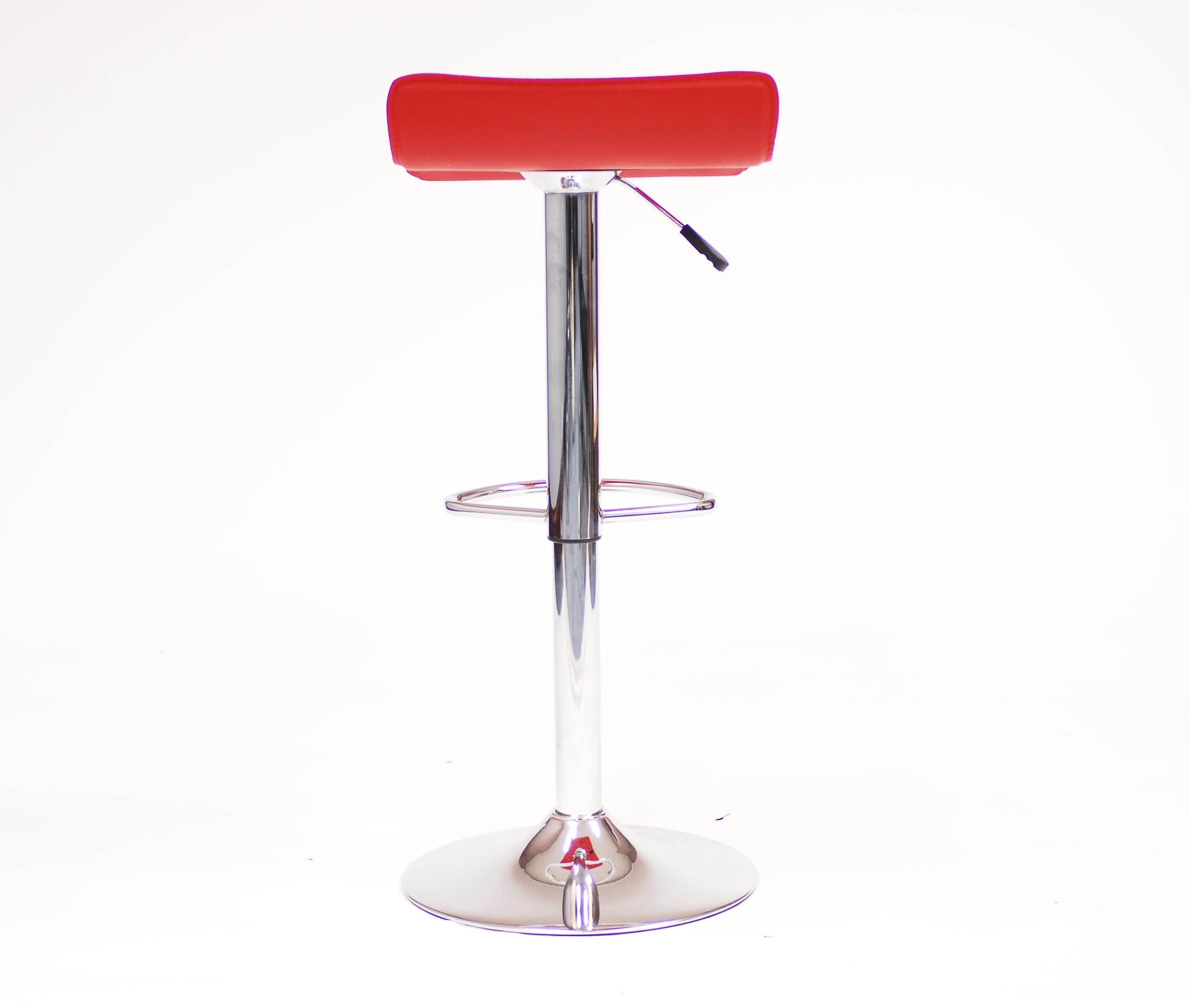 Contemporary Chrome Air Lift Adjustable Swivel Stools with Red Seat, Set of 2