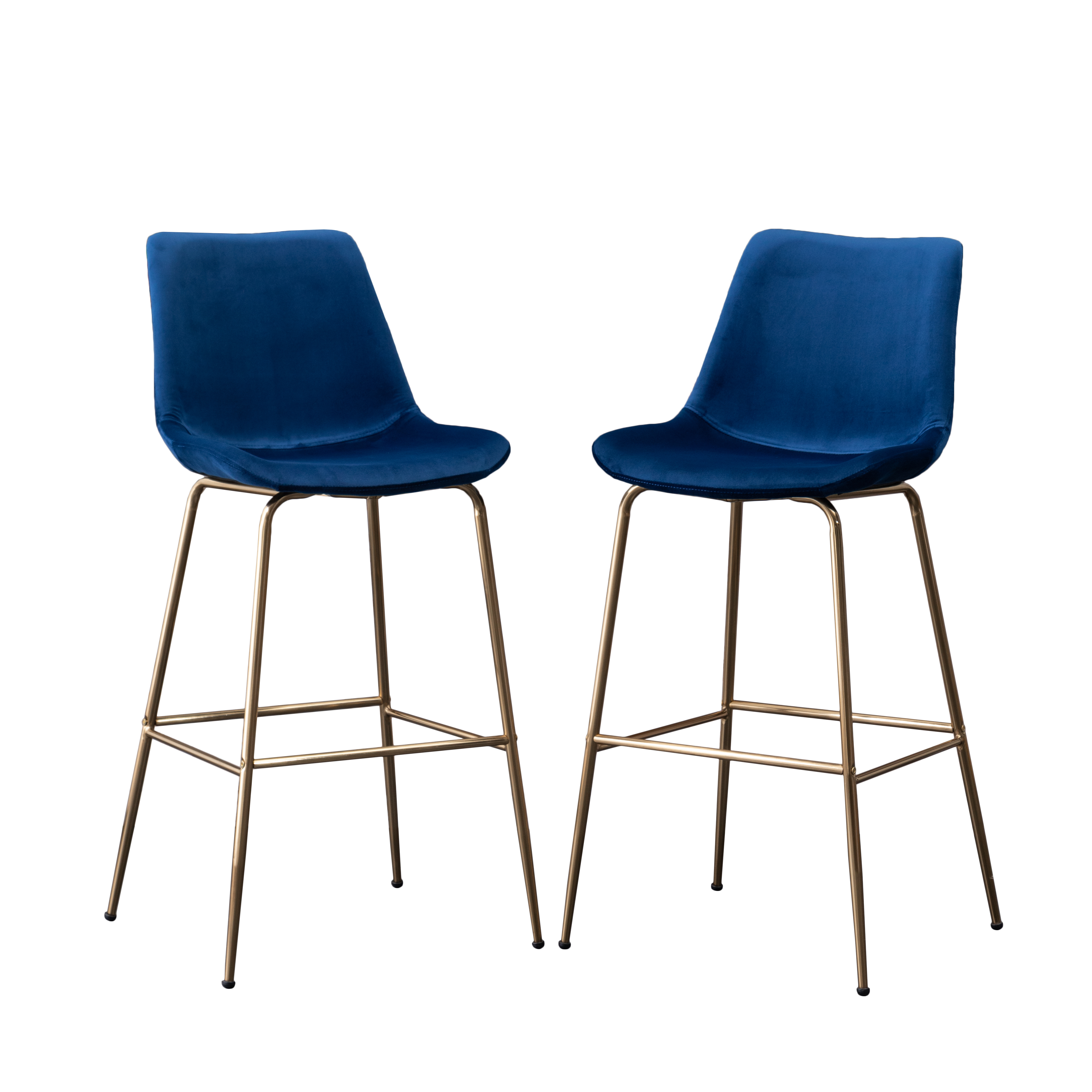 Aufurr Modern Velvet 26.50 Counter Height Stool, Set of 2, Blue