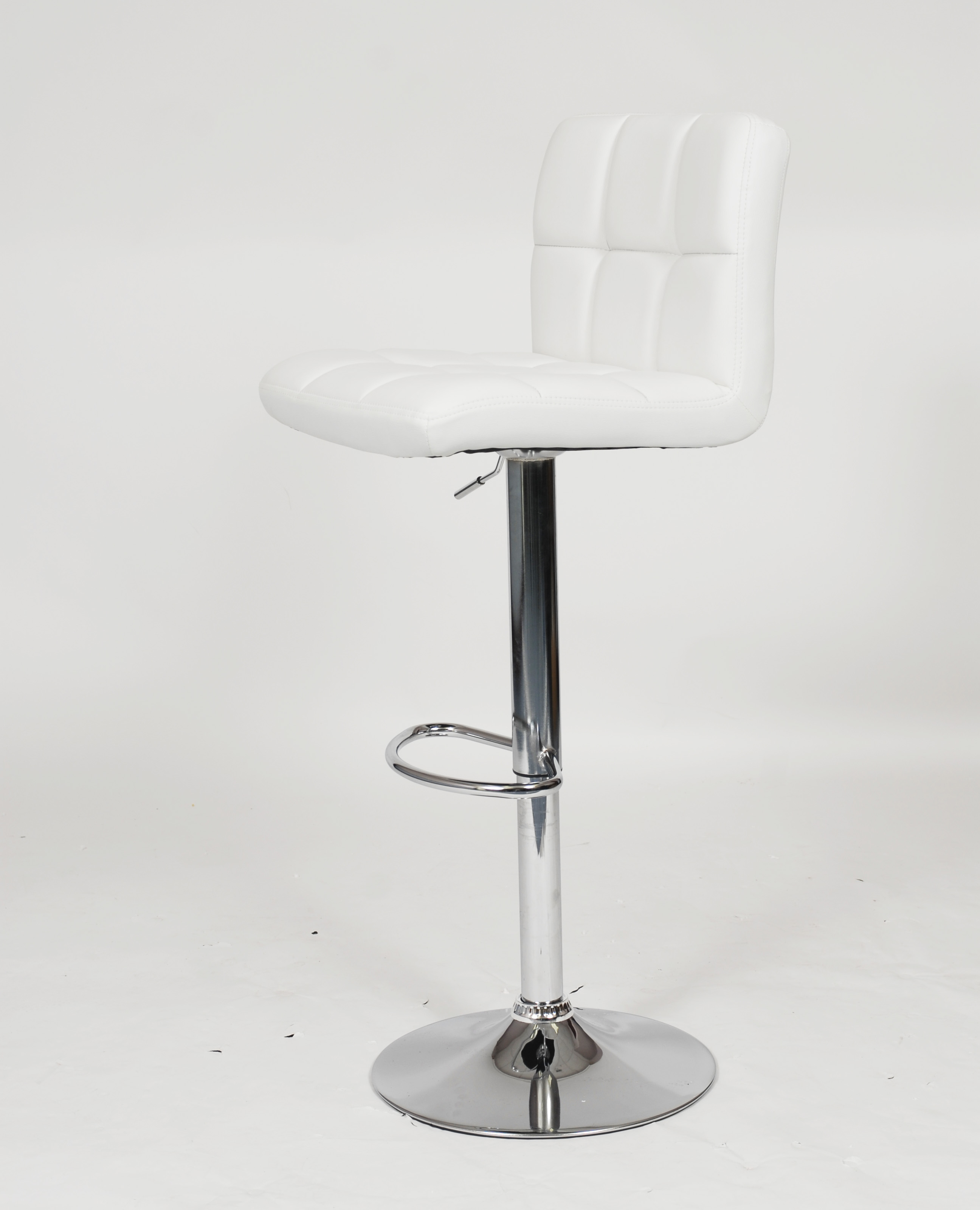 Swivel Faux Leather Adjustable Hydraulic Bar Stool, Set of 2, White