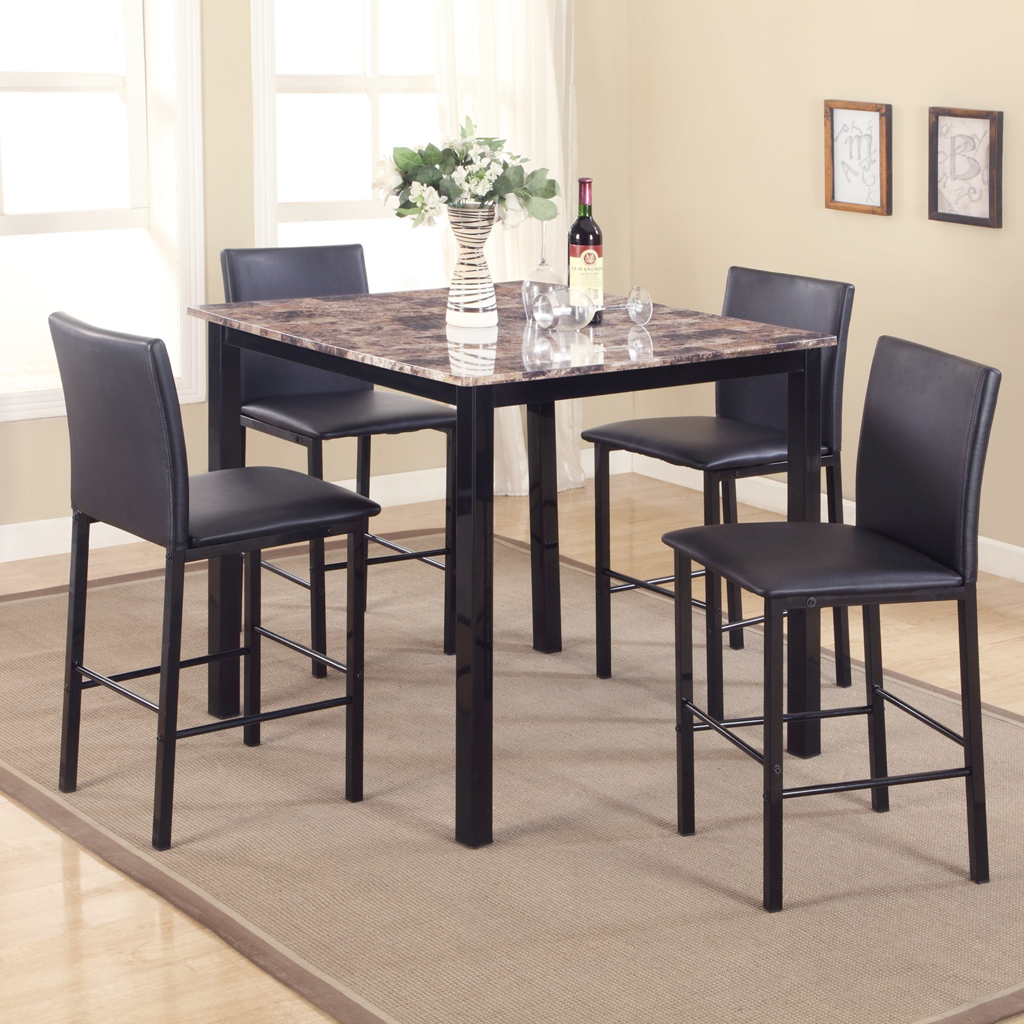 Citico Metal Counter Height Dining Chairs with Black Metal Frame, Set of 4