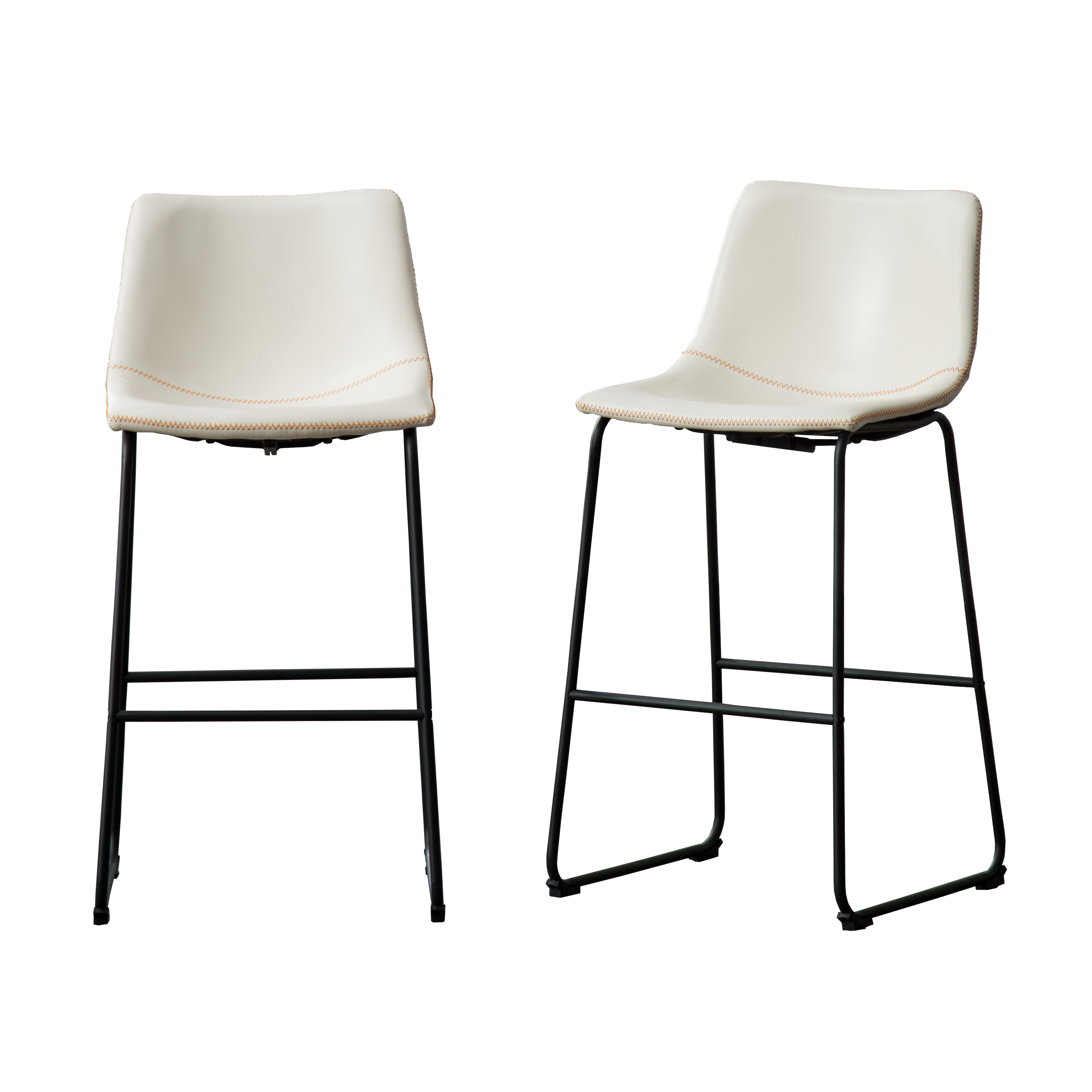 Lotusville Vintage PU Leather Barstools, Set of 2, White