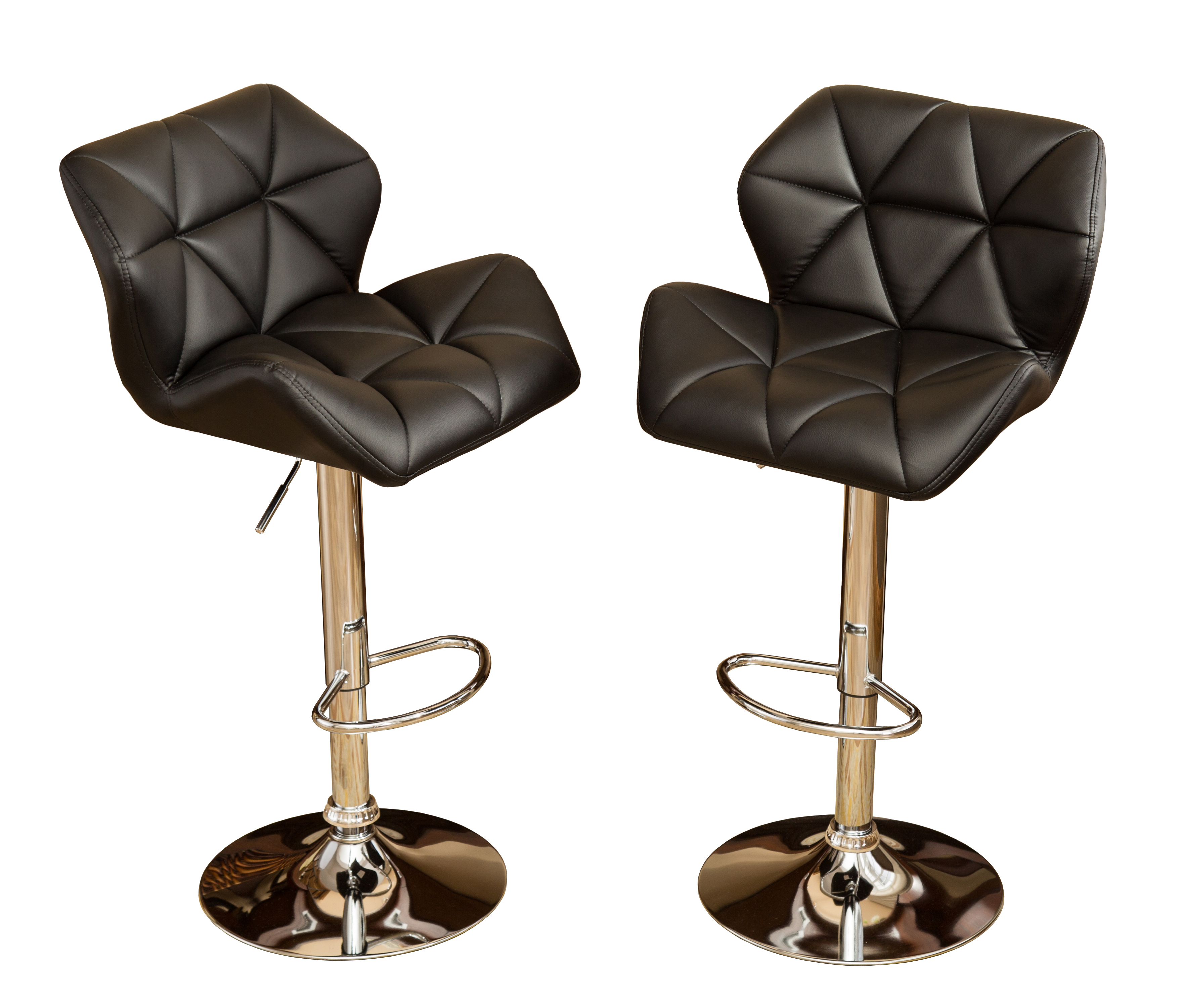 Glasgow Contemporary Tufted Adjustable Height Hidraulic Bar Stools, Set of 2, Black