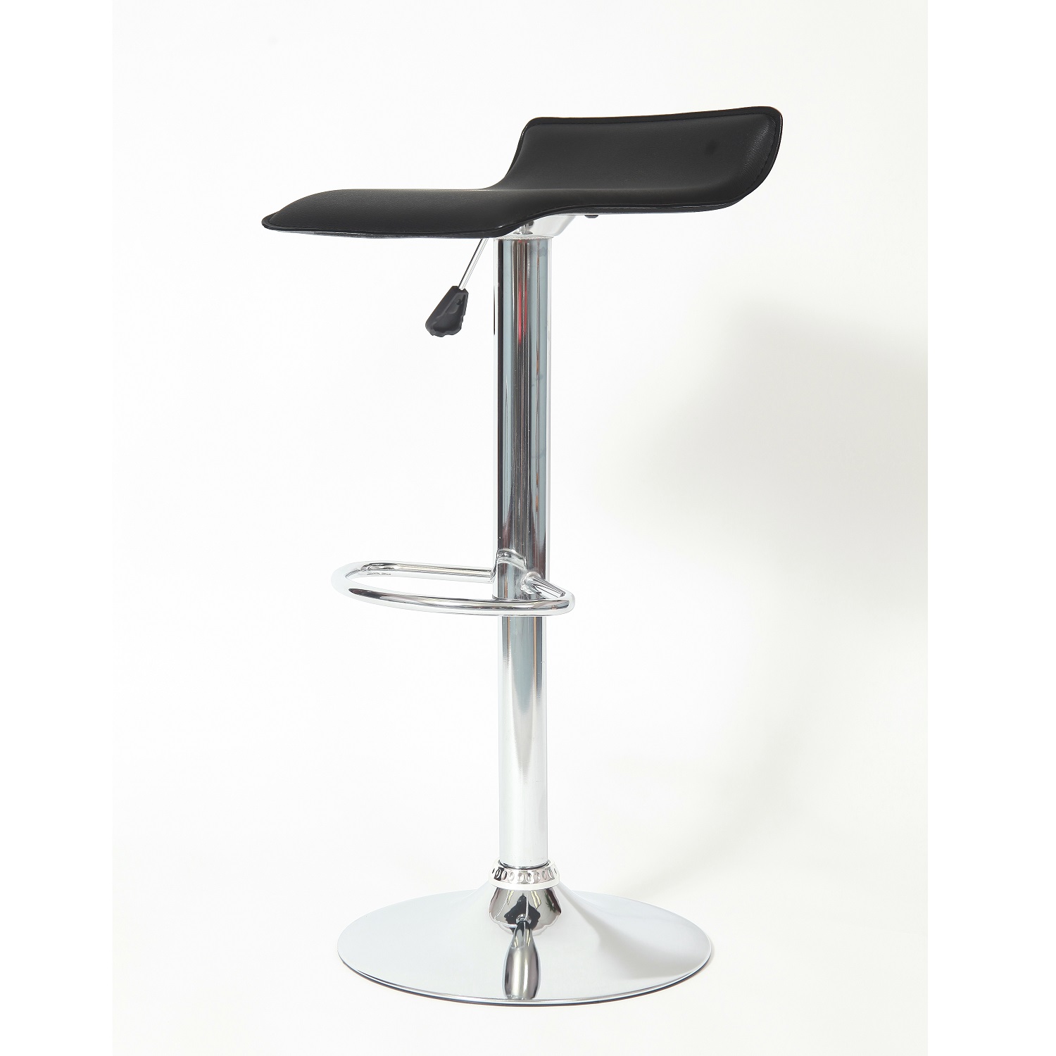 Contemporary Chrome Air Lift Adjustable Swivel Stools with Black Seat, Set of 2