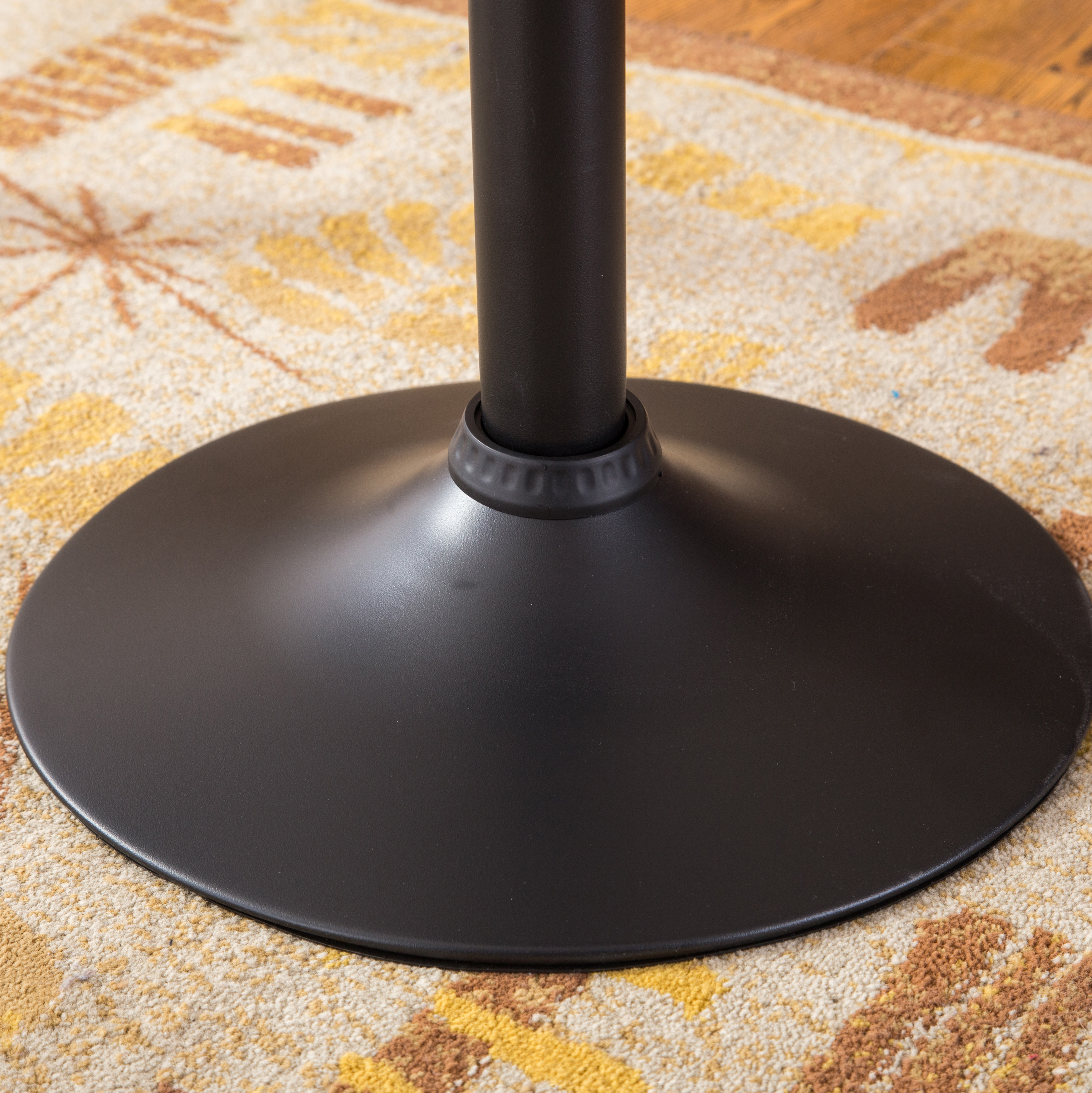 Belham Black Round Top Adjustable Height with Black Leg And Base Metal Bar Table