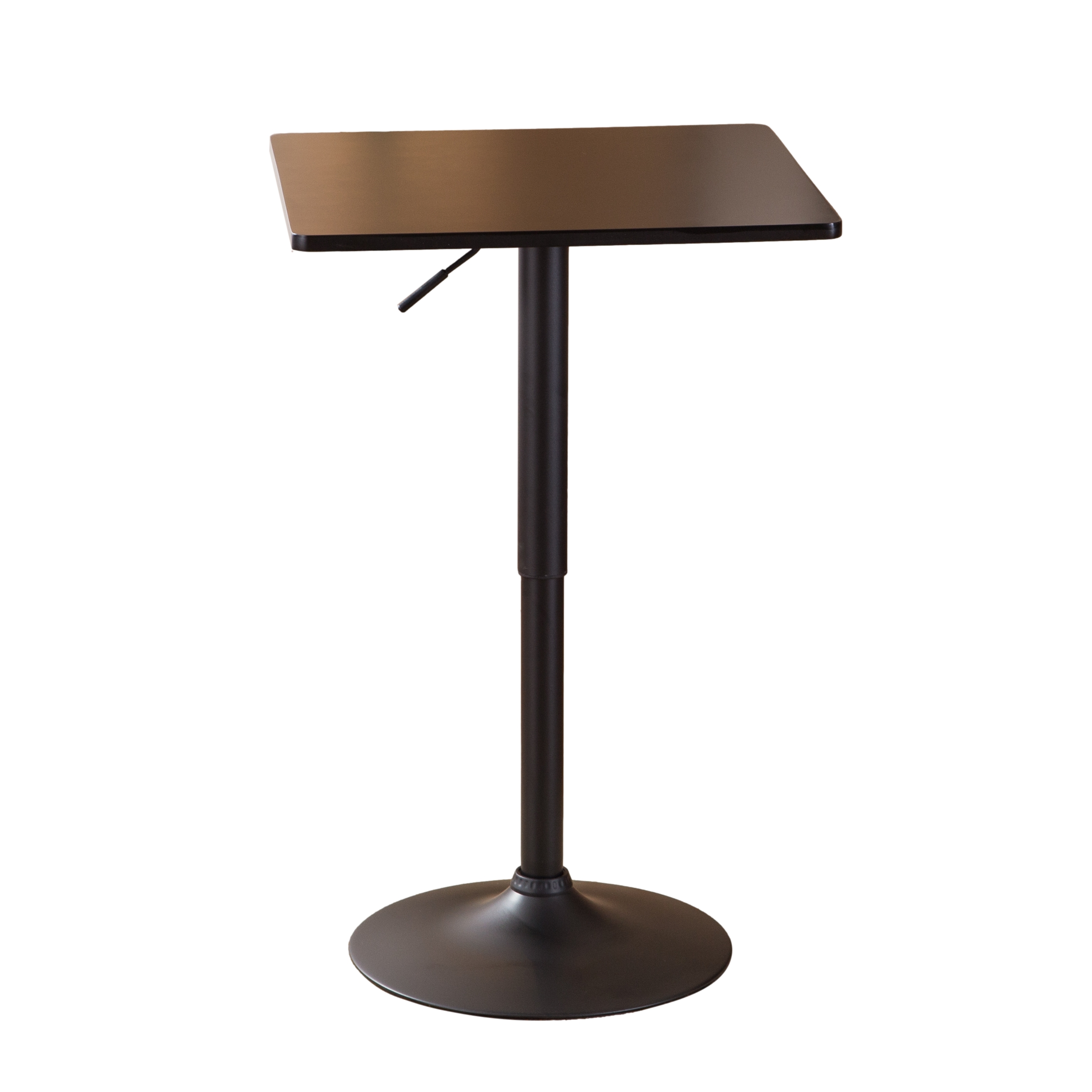 Belham Black Square Top Adjustable Height with Black Leg And Base Metal Bar Table