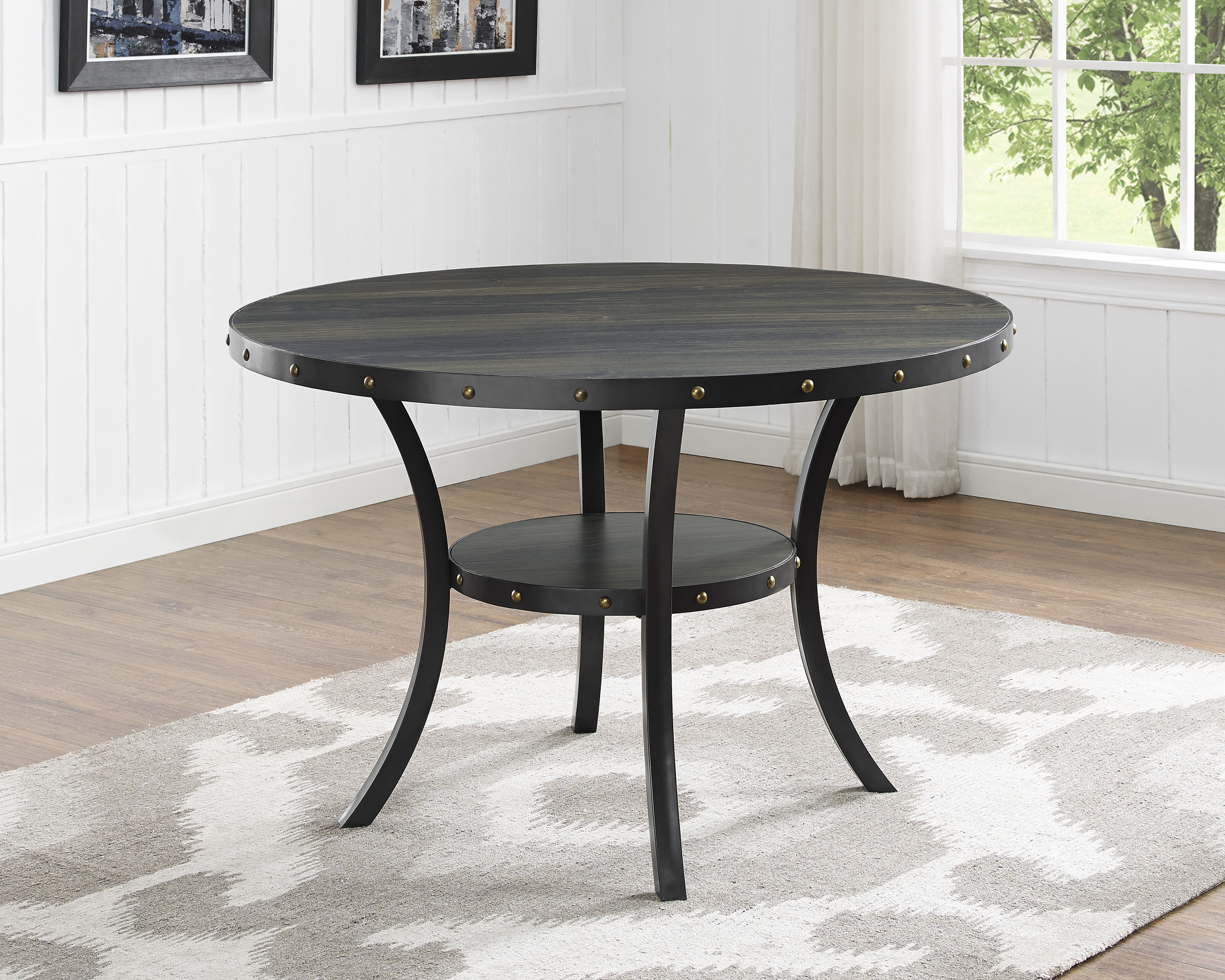 Biony Dining Collection Espresso Wood Railhead Dining Table