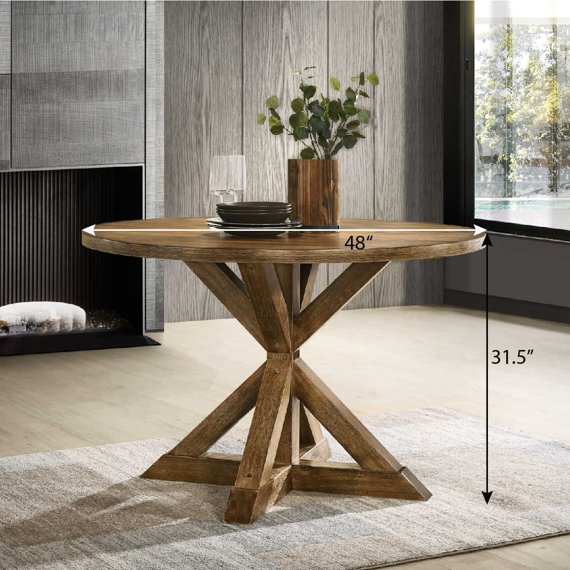 Windvale Cross-Buck Base Dining Table