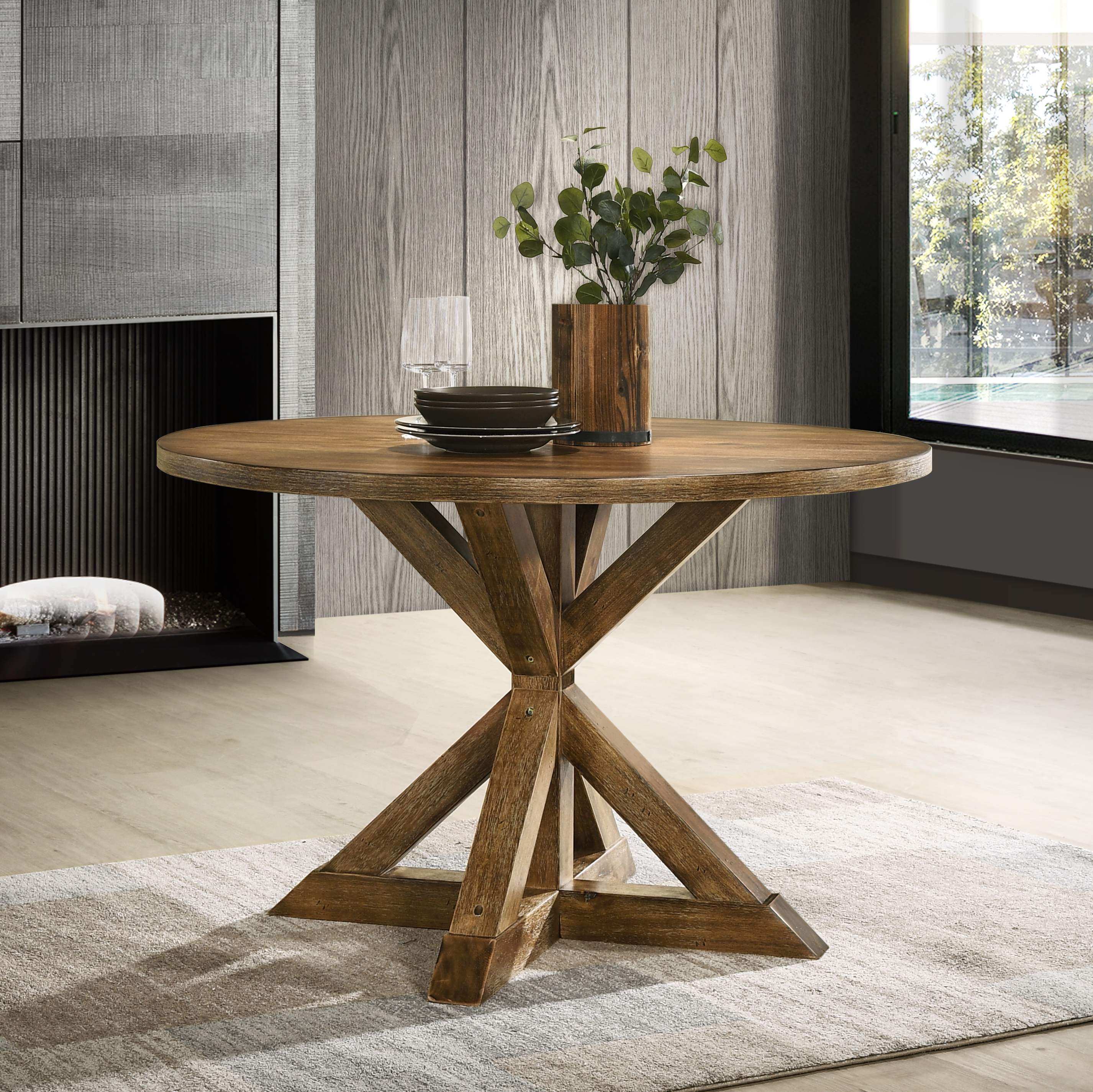 Windvale Cross-Buck Base Dining Table