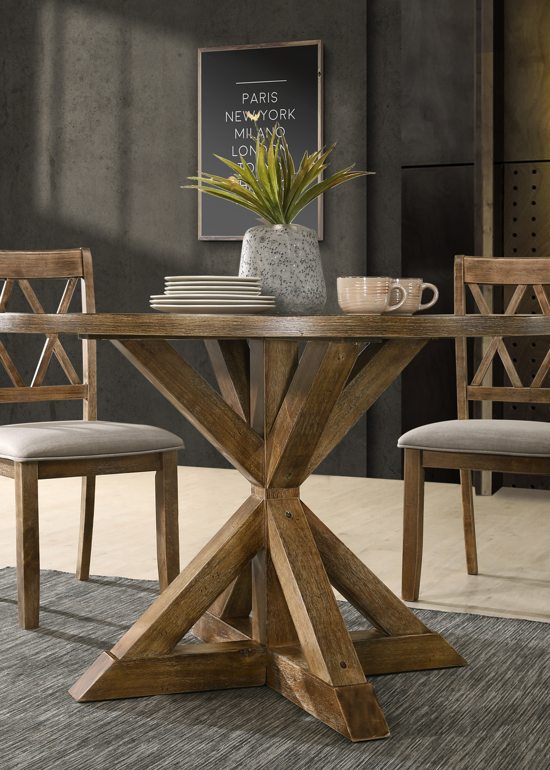 Windvale Cross-Buck Base Dining Table