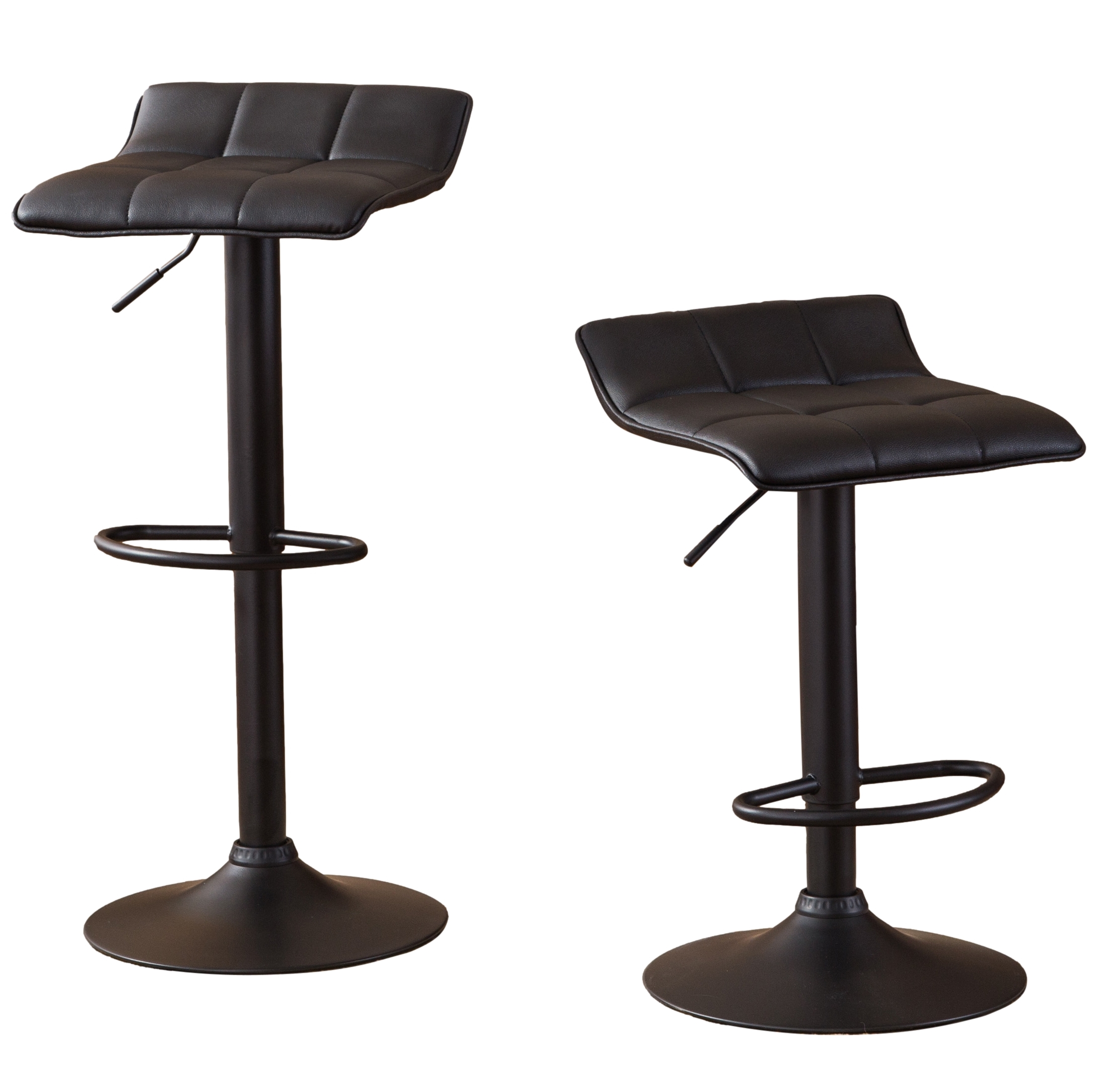 Belham Swivel Black Bonded Leather Adjustable Bar Stool, Set of 2