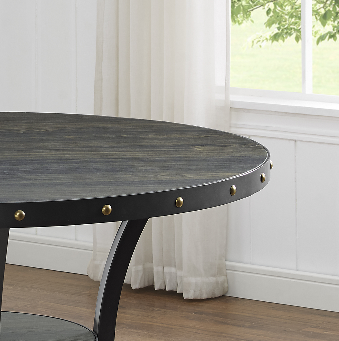 Biony Dining Collection Espresso Wood Railhead Dining Table