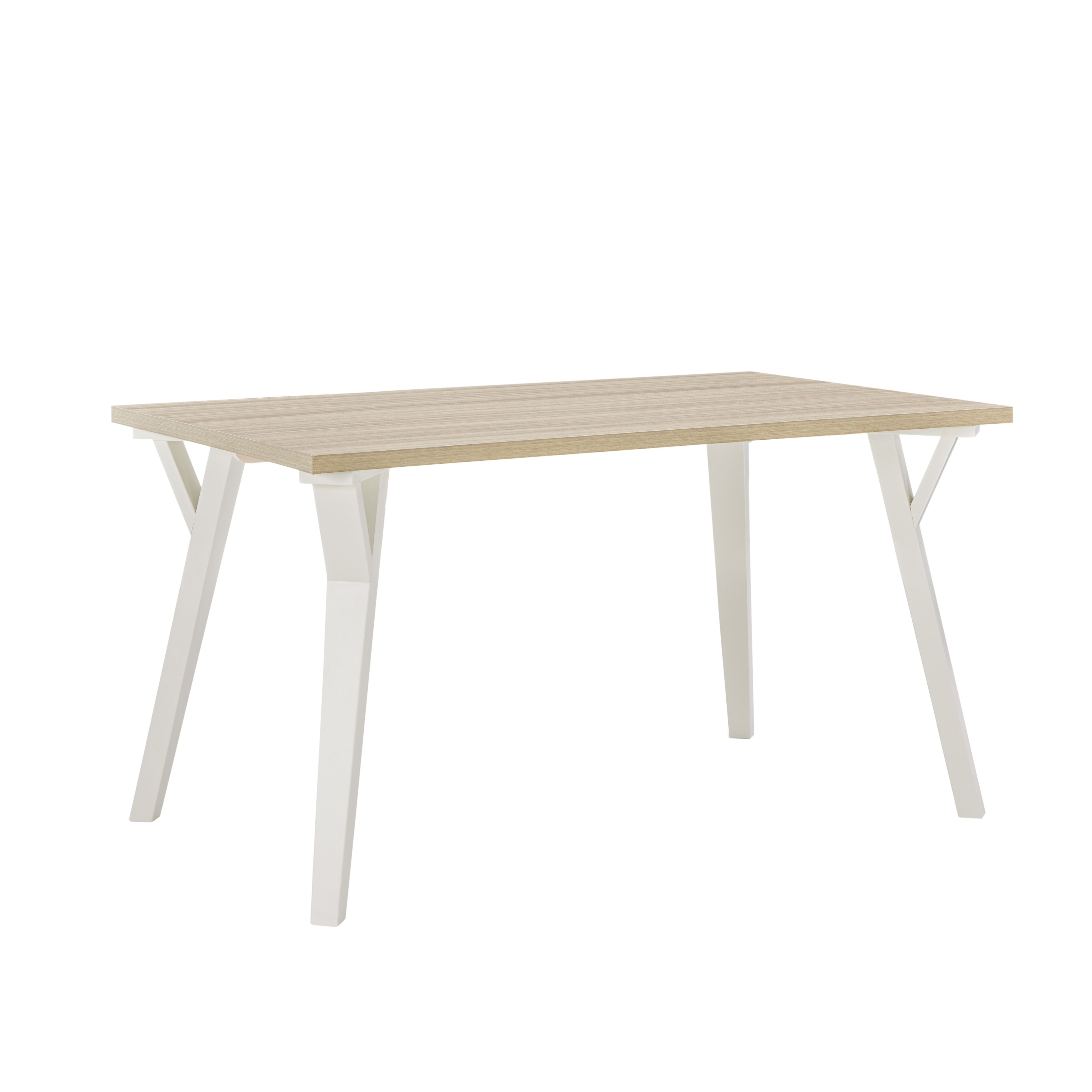 Alwynn Contemporary Rectangular Dining Table, White and Natural Wood