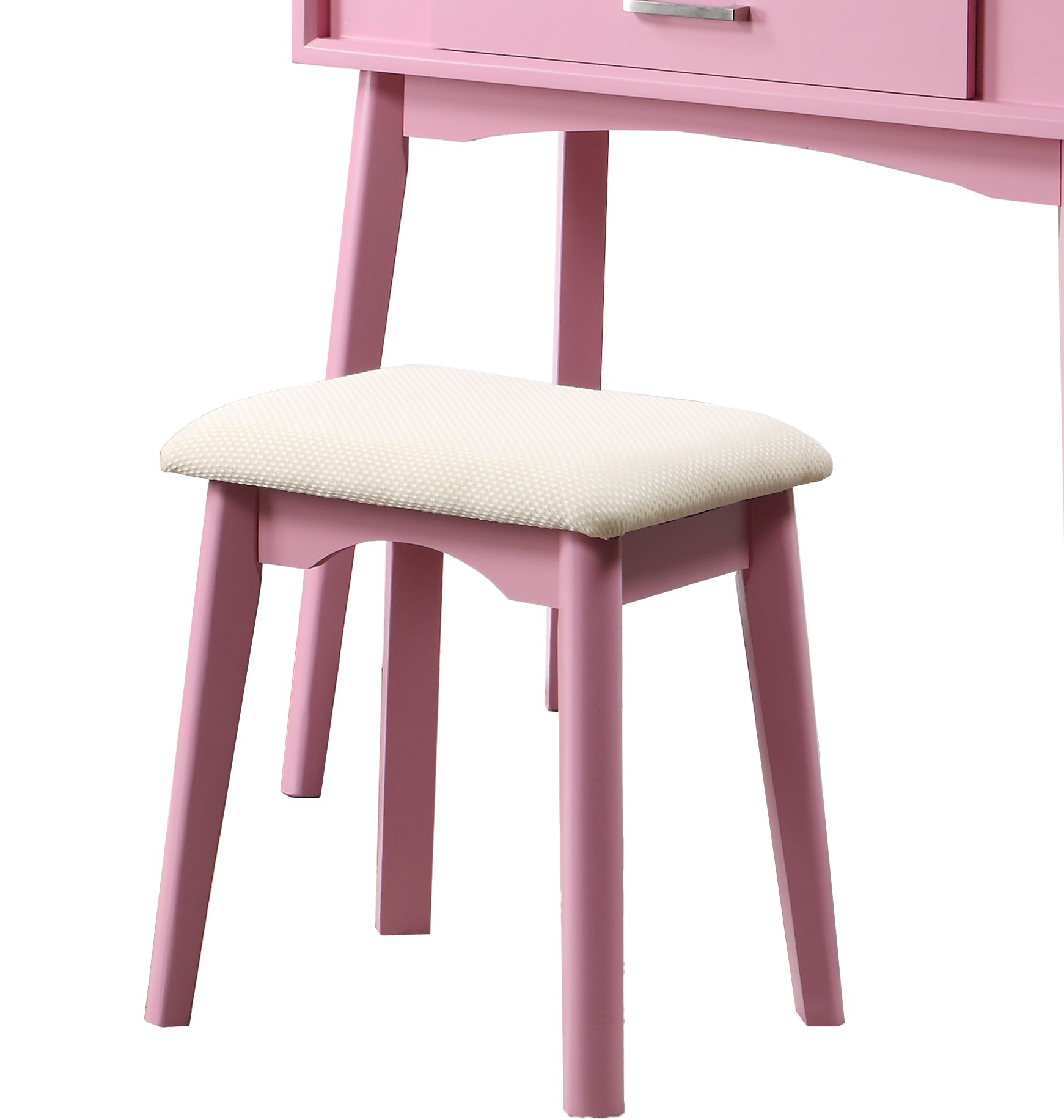 Maly Contemporary Wood Vanity and Stool Set, Pink