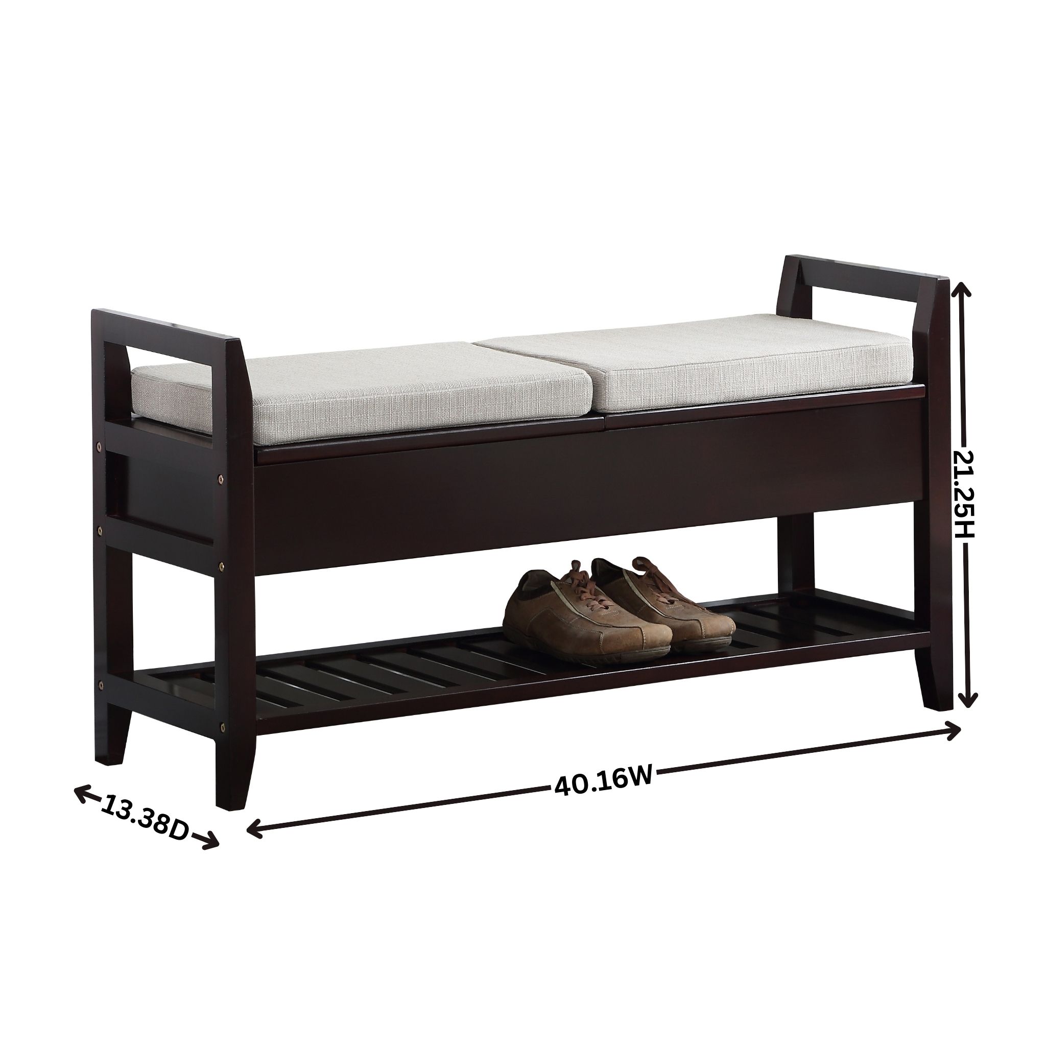 Vannes Espresso Storage Shoe Bench