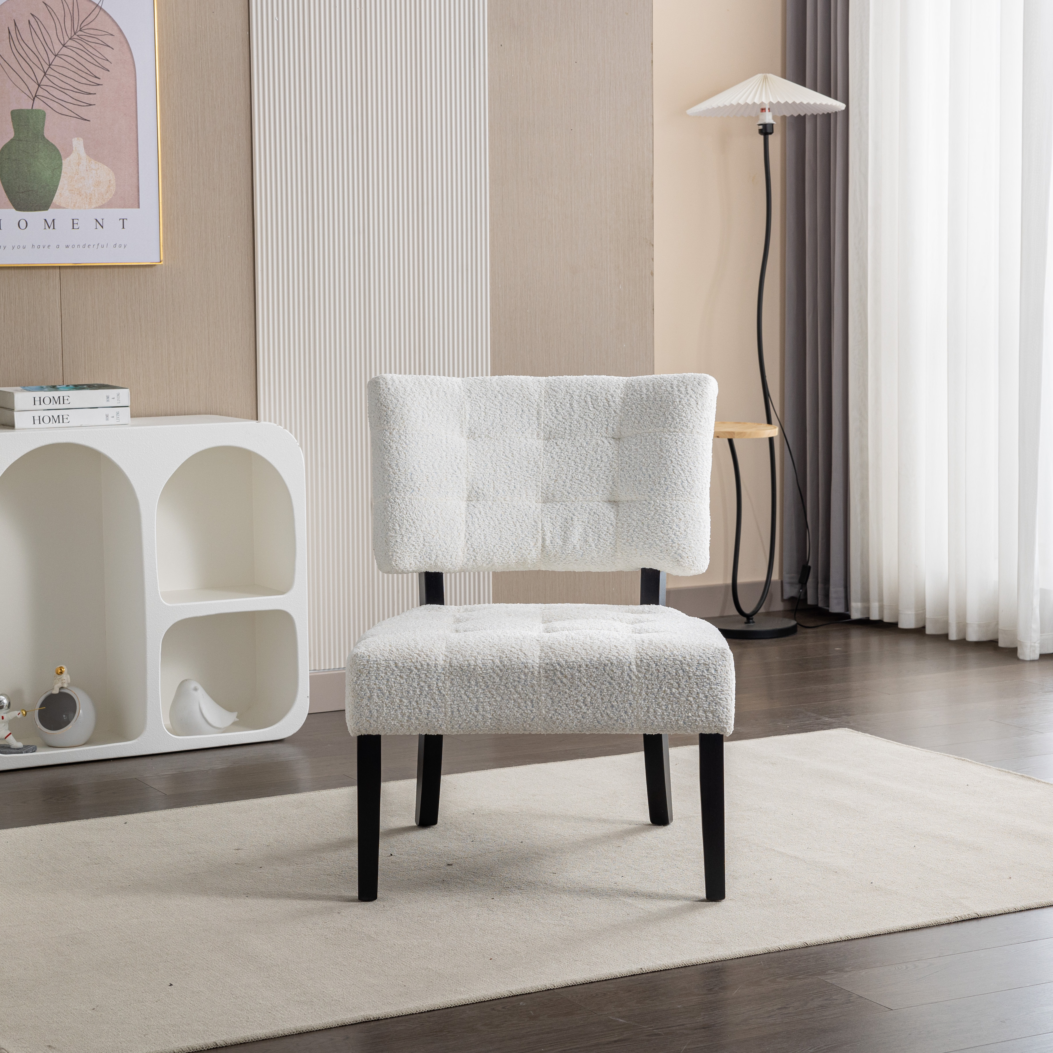 Movile Boucle Tufted Accent Chair with Oversized Seating, White