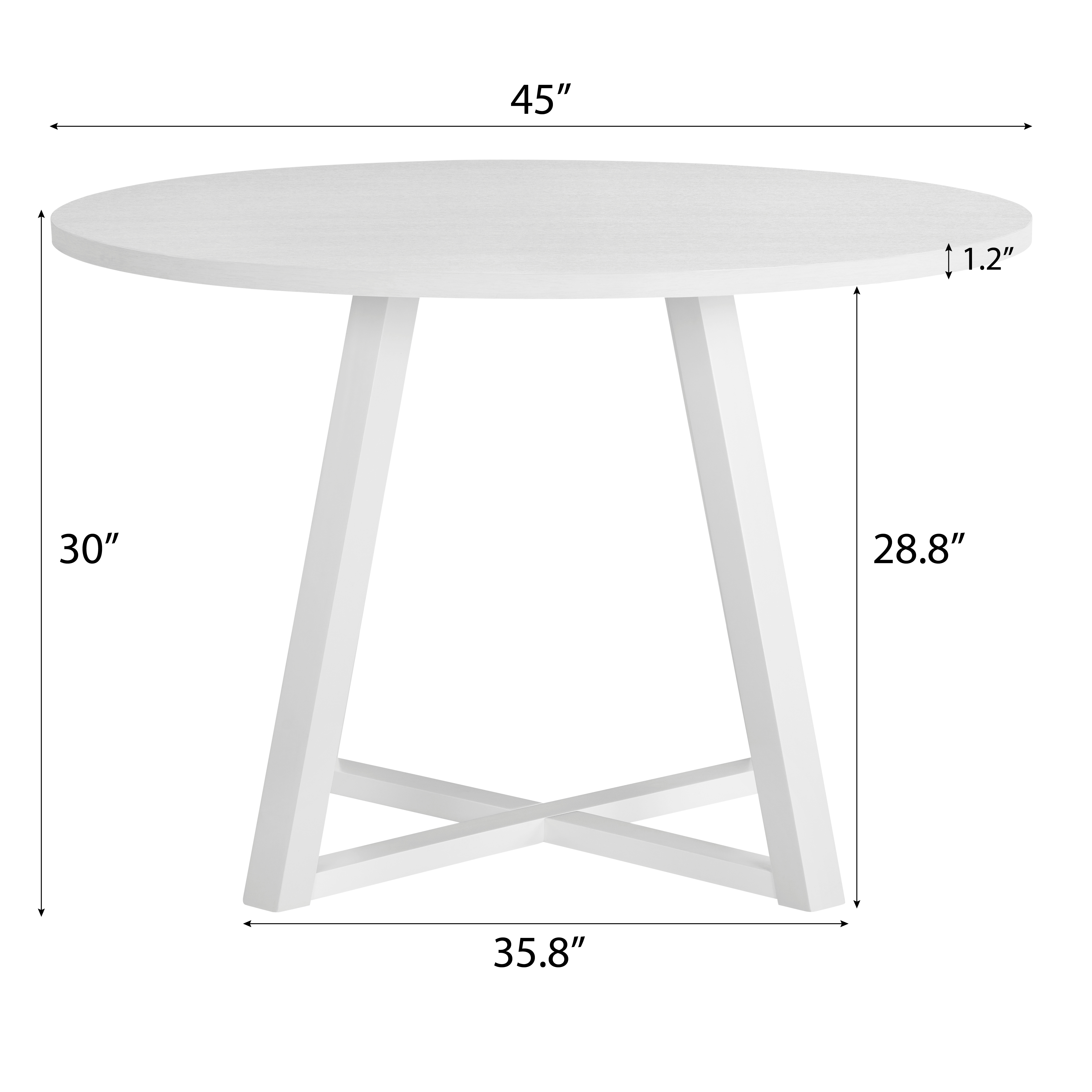 Edo White Wood 5-Piece Dining Set, Trestle Dining Table with 4 Windsor Chairs