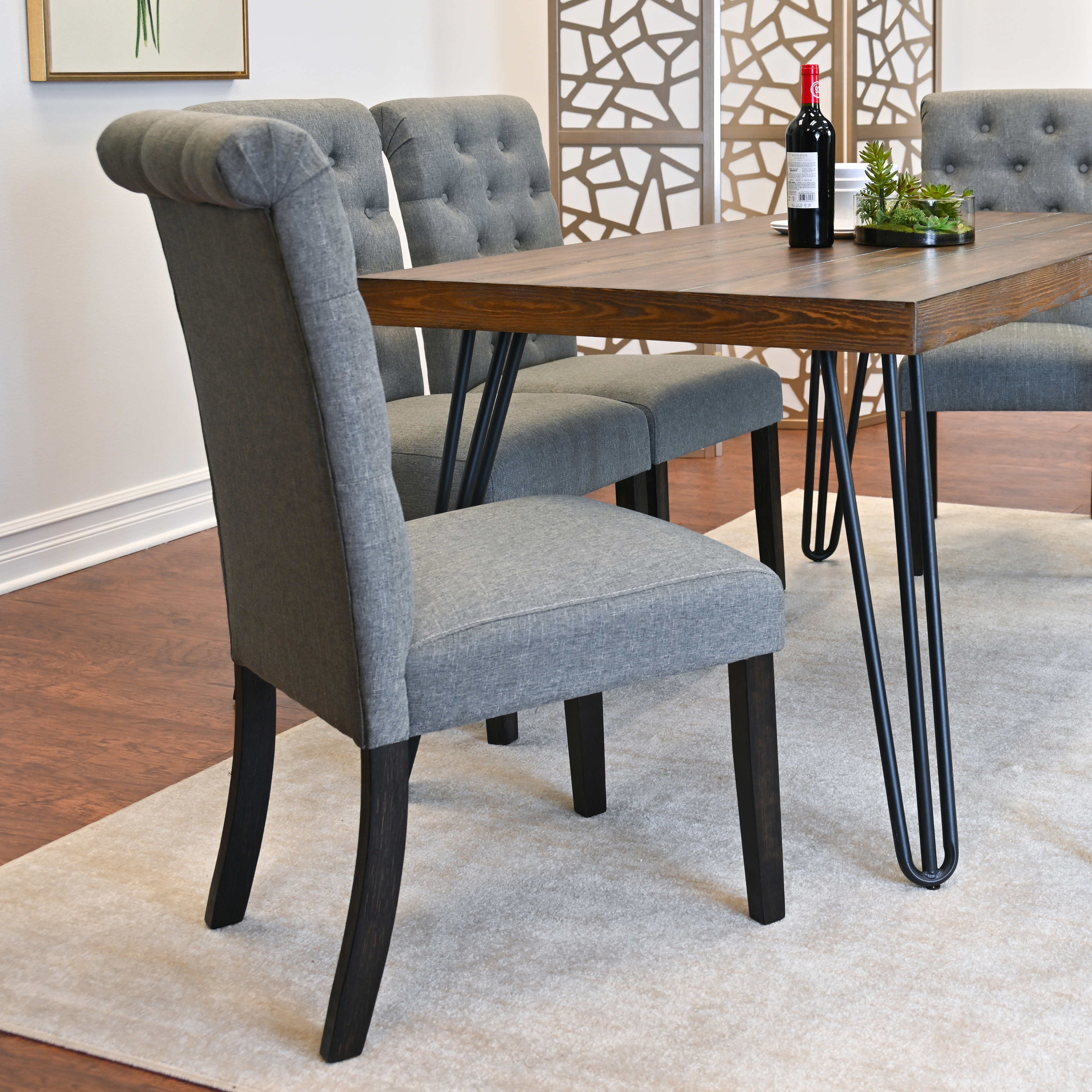 Ashford 7-Piece Dining Set, Hairpin Dining Table with 6 Chairs, 4 Color Options