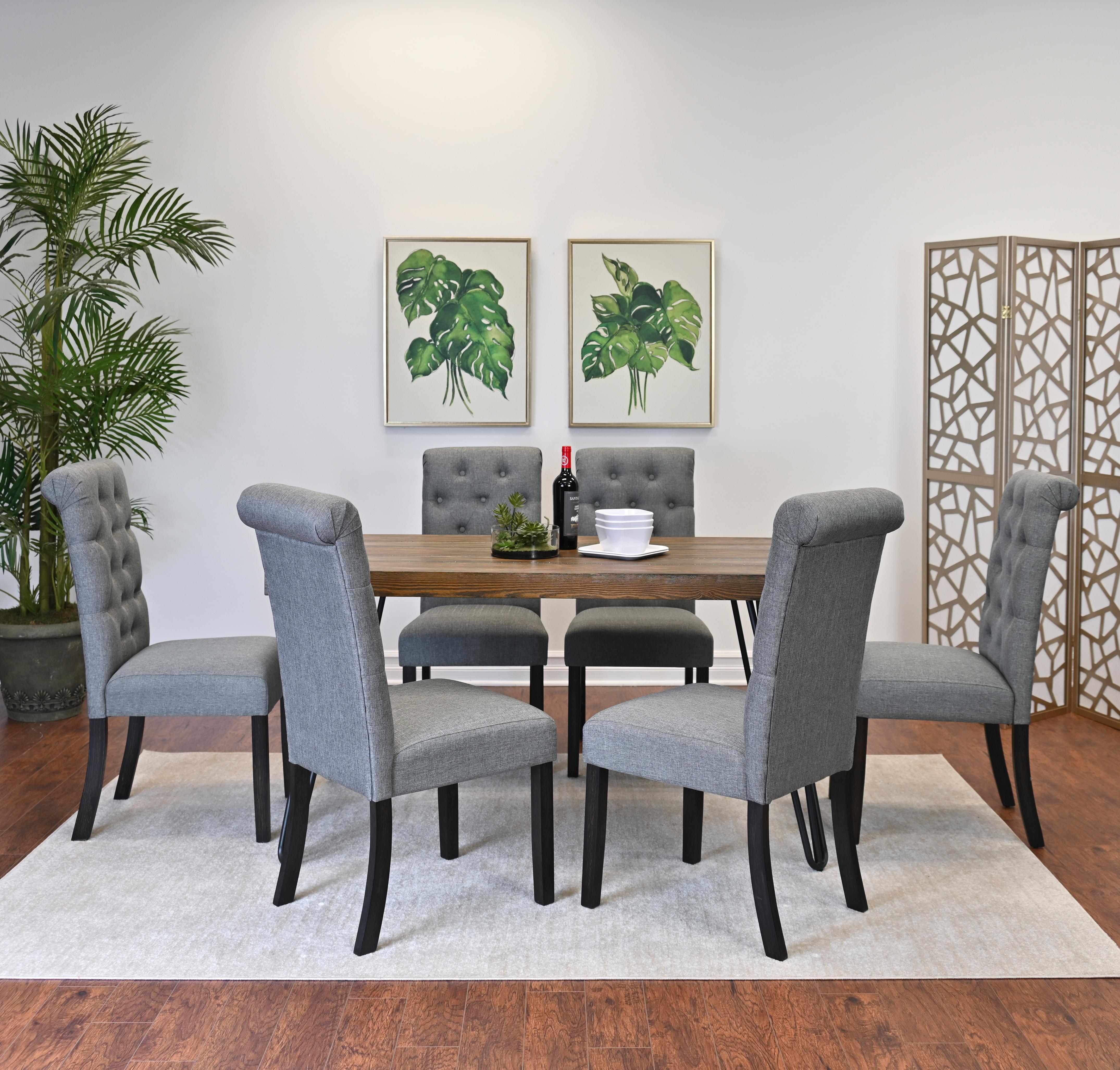 Ashford 7-Piece Dining Set, Hairpin Dining Table with 6 Chairs, 4 Color Options