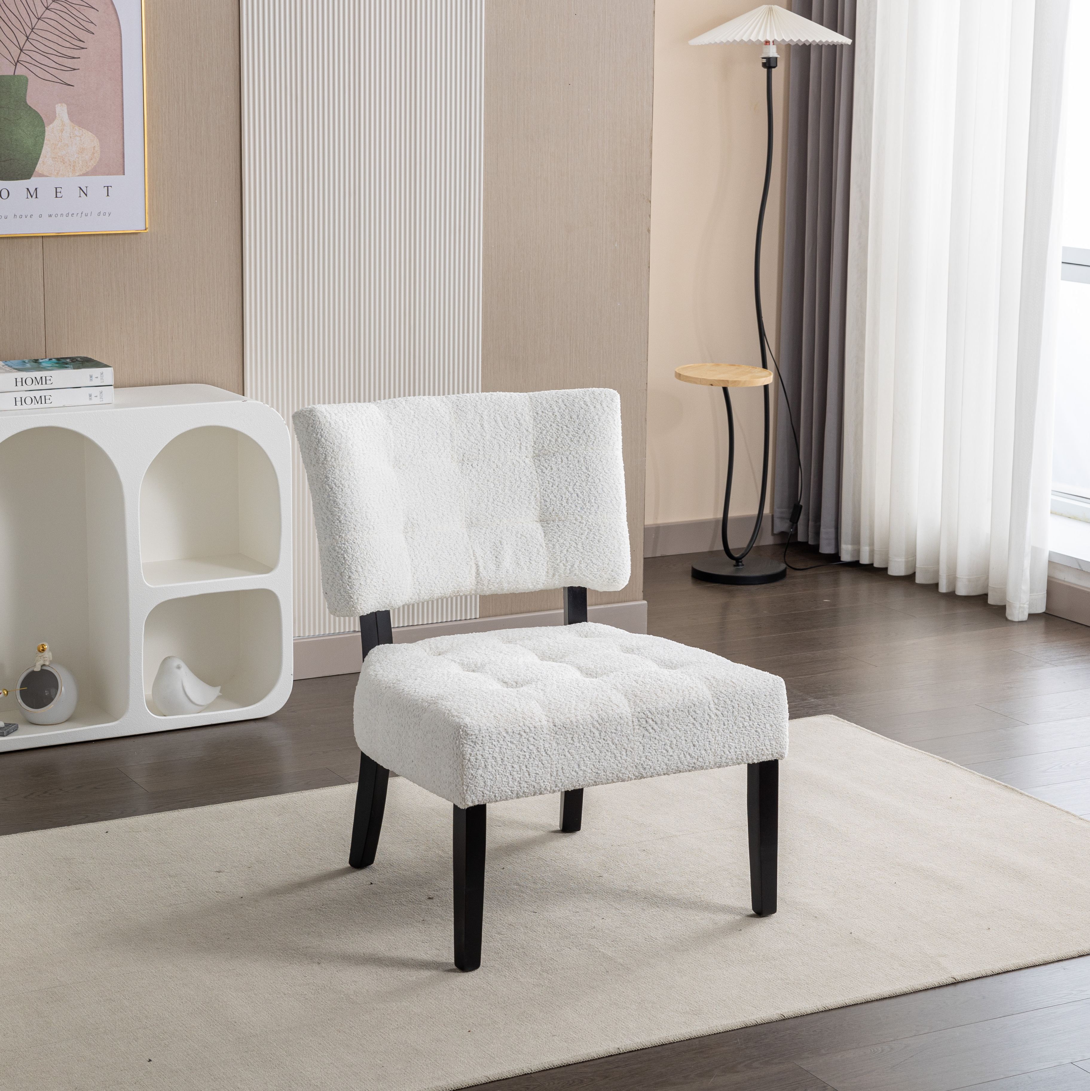 Movile Boucle Tufted Accent Chair with Oversized Seating, White